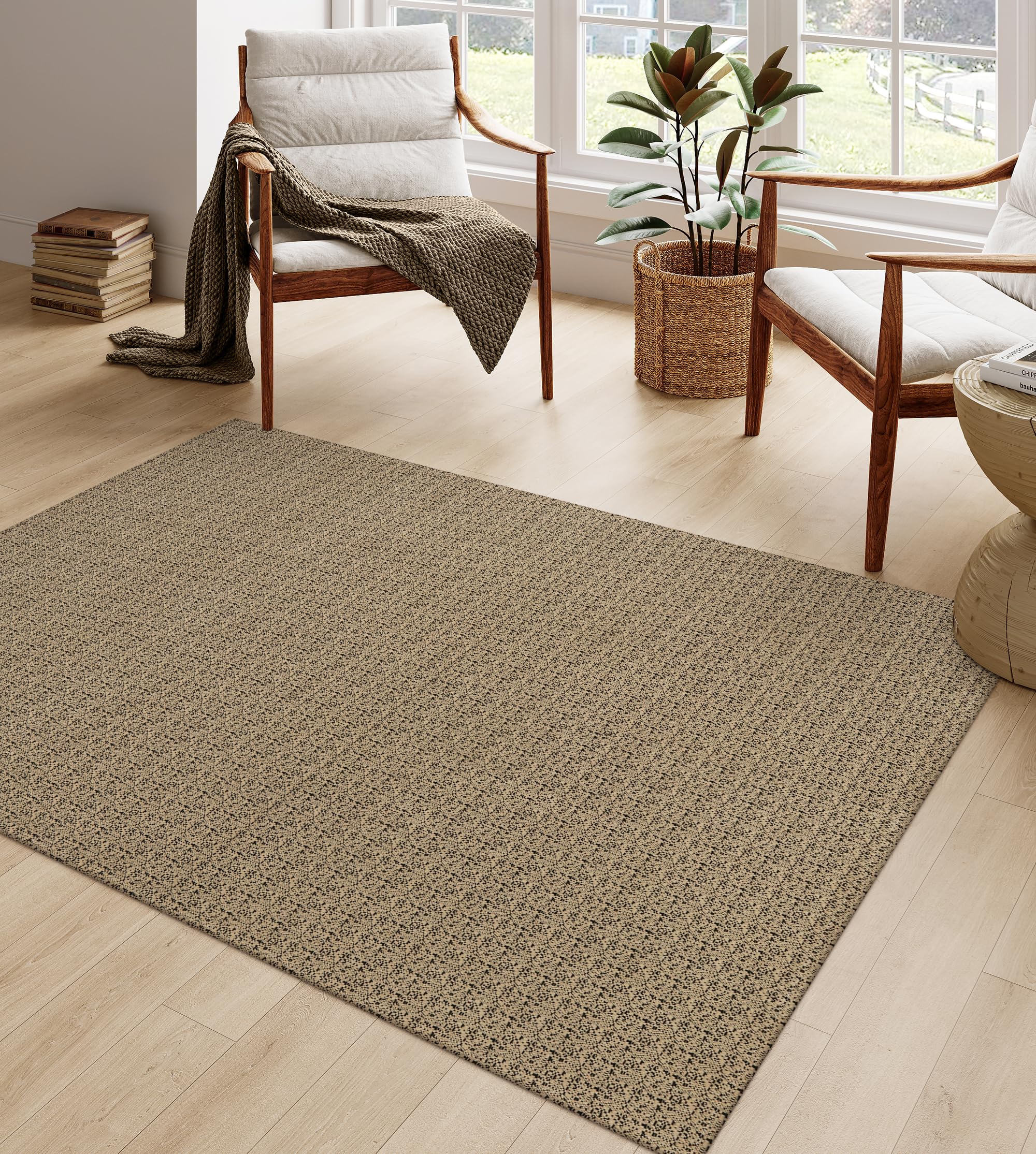 Lahome AR-MXBZ-155-B2 4 x 6 (ft) Green Classic Abstract Pattern Cotton Woven Rectangular Indoor Area Rug