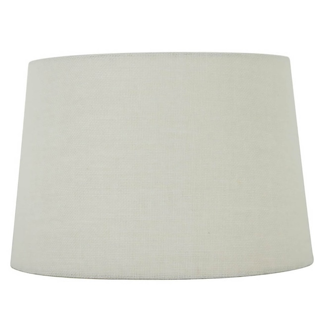 White Burlap Fabric Drum Lamp Shade, 15 Inch White Drum Lamp Shader