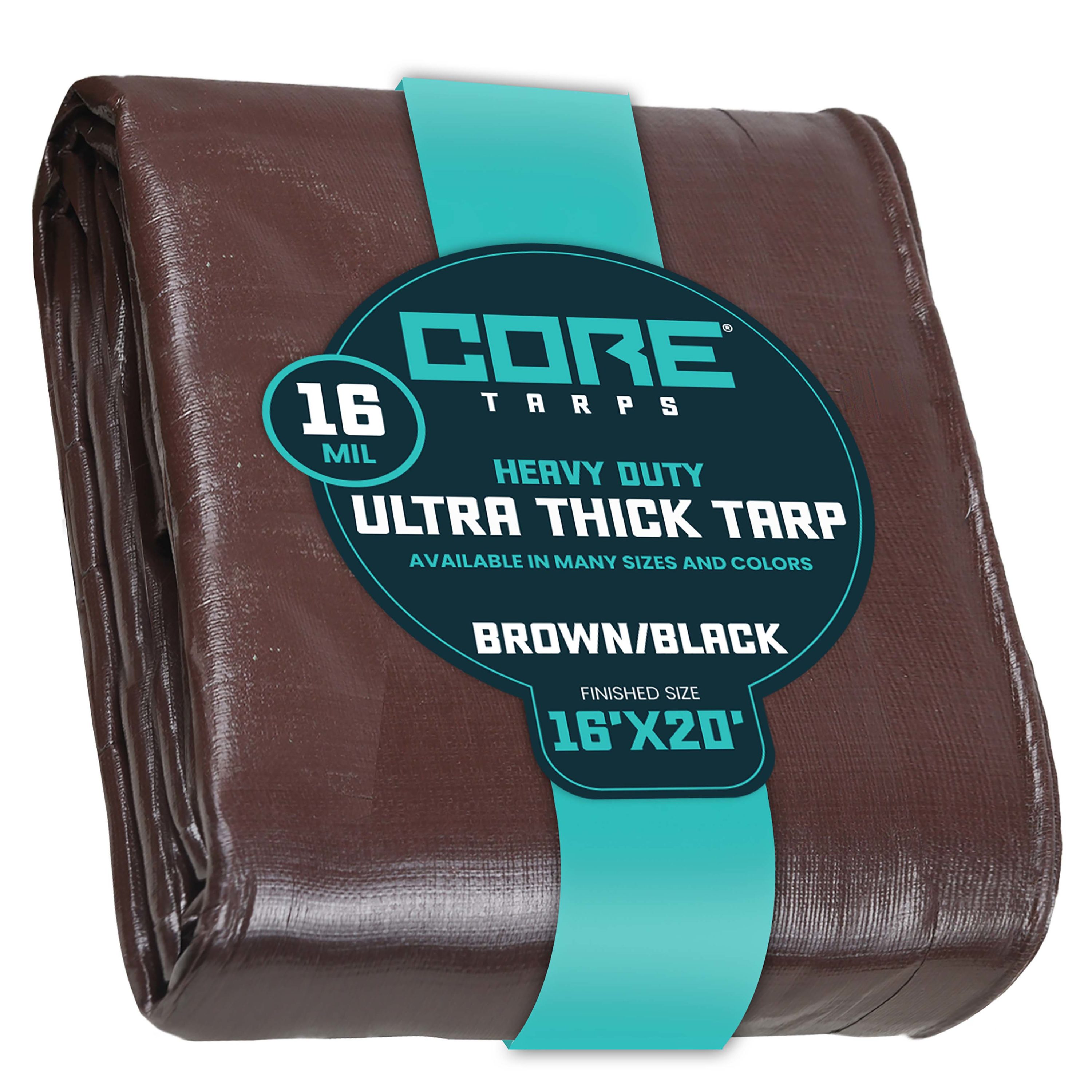 Core Tarps CT-302-16X20 16-ft x 20-ft Brown Waterproof Commercial Polyethylene 16-Mils Tarp