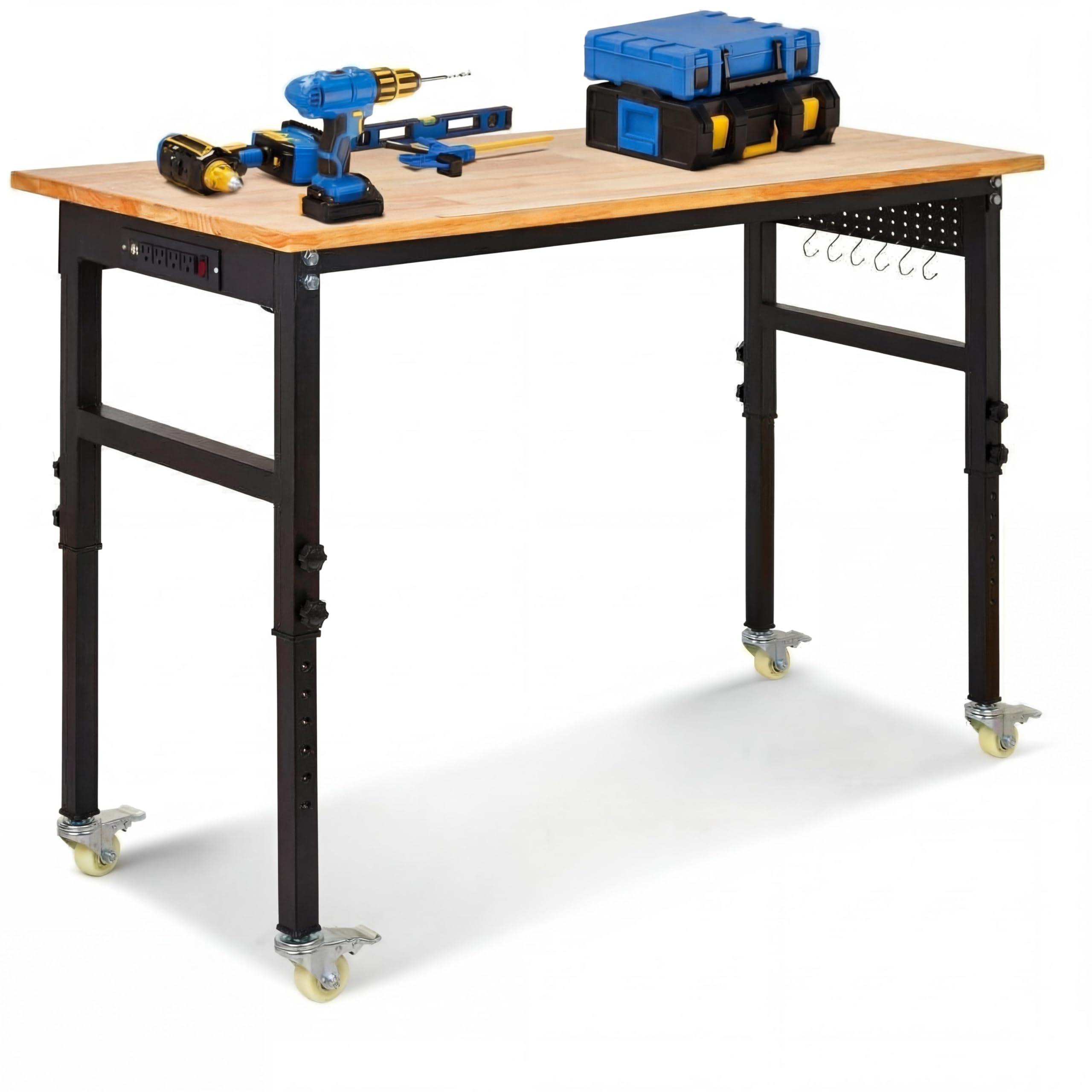 DEXSO 70 Inch Height Adjustable Workbench Power Outlets