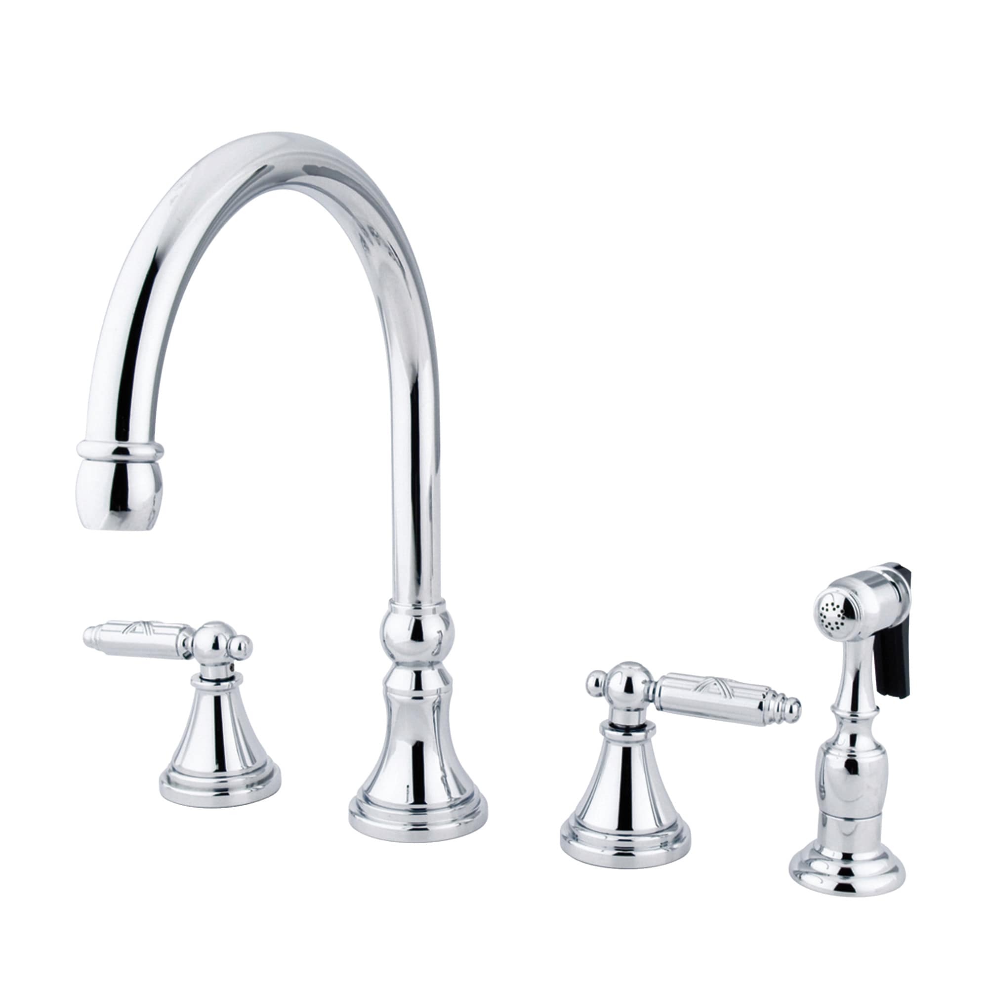 Kingston Brass WLGS2791GLBS Polished Chrome Double Handle Deck-mount Kitchen Faucet ( Side Sprayer Included )