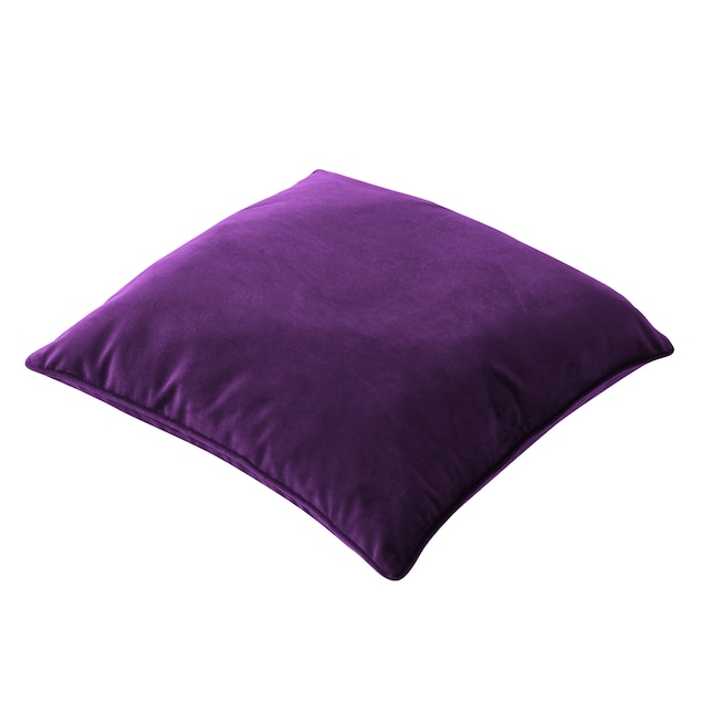Brielle Home Soft Velvet Square Purple 18 in. x 18 in. Throw Pillow