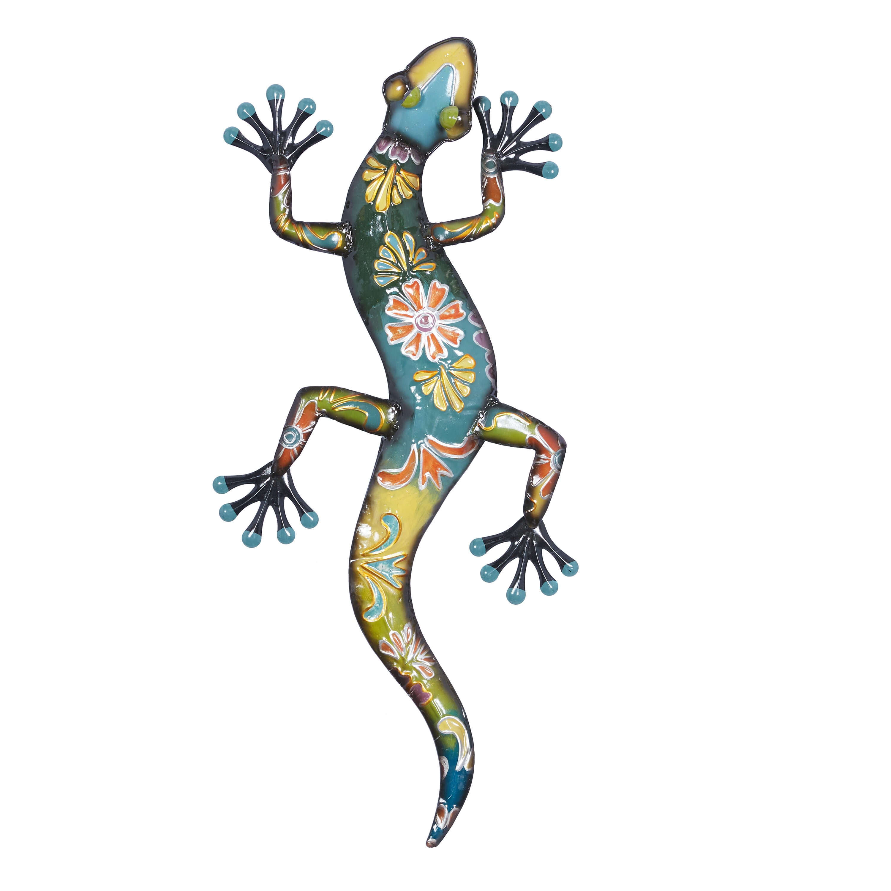 Multi-Colored Metal Floral Lizard Wall Decor, 32" x 15"