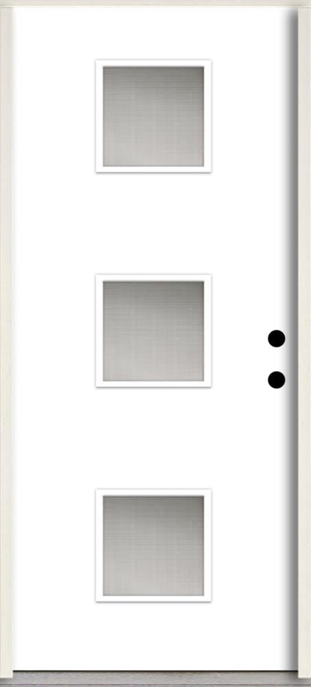 RELIABILT LO1062481 Spotlights 32-in x 80-in x 4-5/8-in Fiberglass 1/4 lite Left-hand inswing Primed Unfinished Prehung Front Door Insulating core