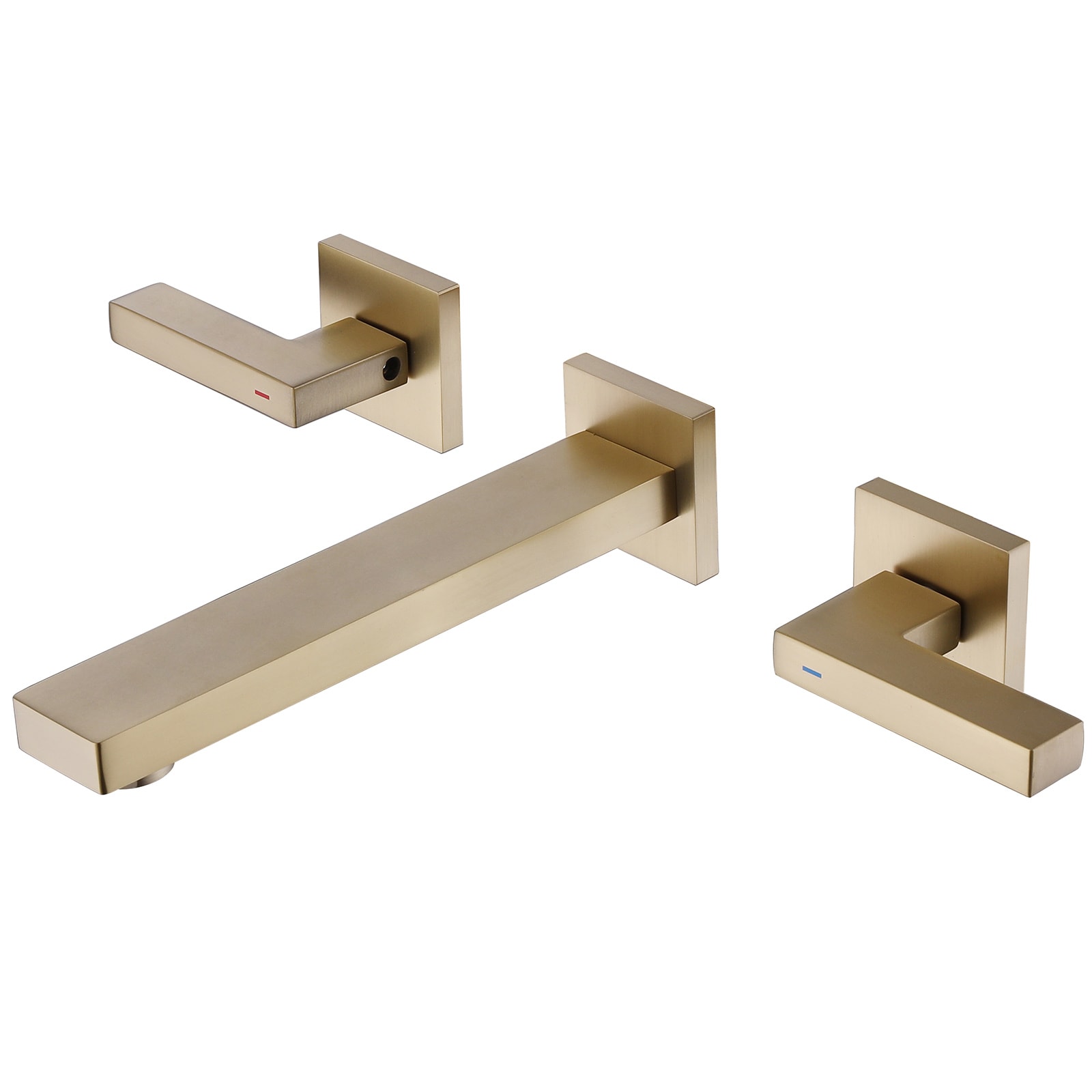 BWE Brushed Gold Wall-mount 2-Handle Bathroom Sink Faucet in the ...