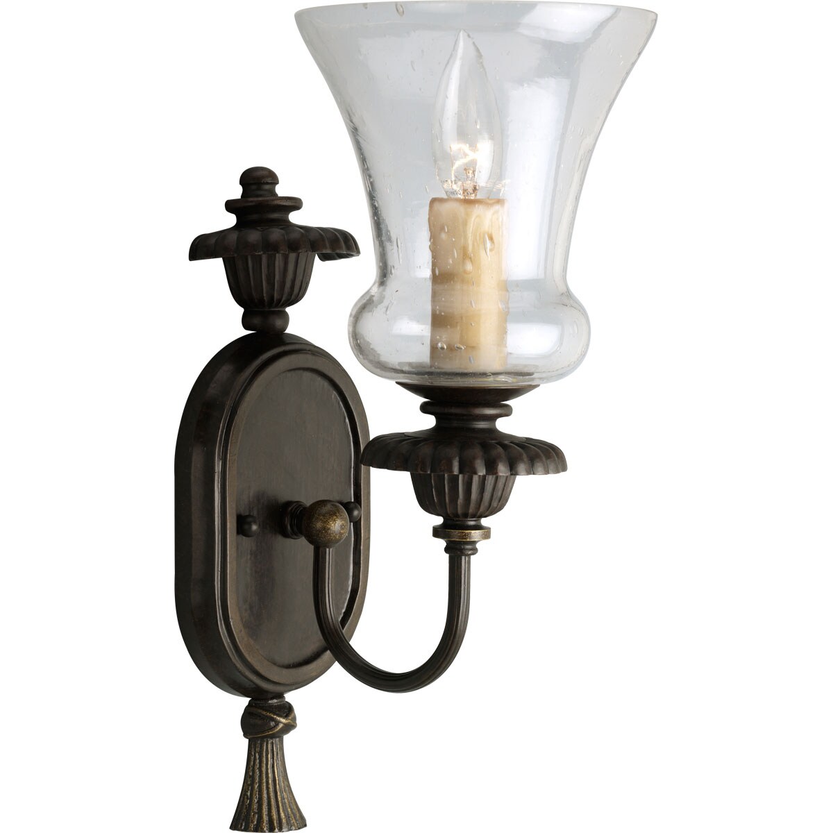 Progress Lighting P2951-77 Fiorentino 6.37-in W 1-Light Forged Bronze Transitional Wall Sconce