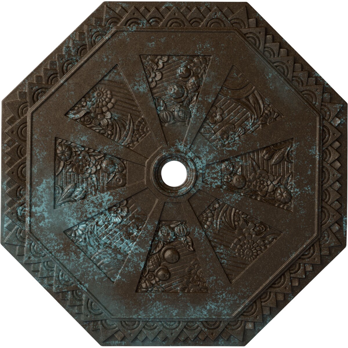 Ekena Millwork CM30SPBBS Spring Octagonal 29.125-in W x 29.125-in L Painted Bronze Blue Patina Polyurethane Whole Ceiling Medallion