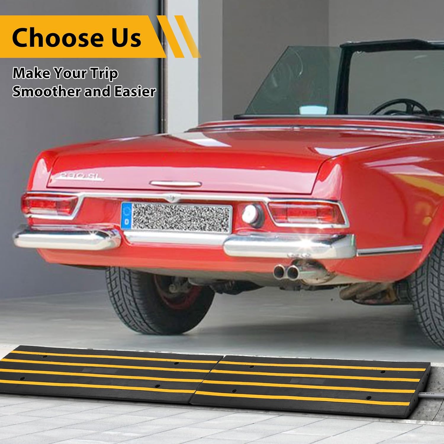GAOMON 2 Pack 50T 4FT Rubber Driveway Curb Ramps Heavy Duty Low Profile ...
