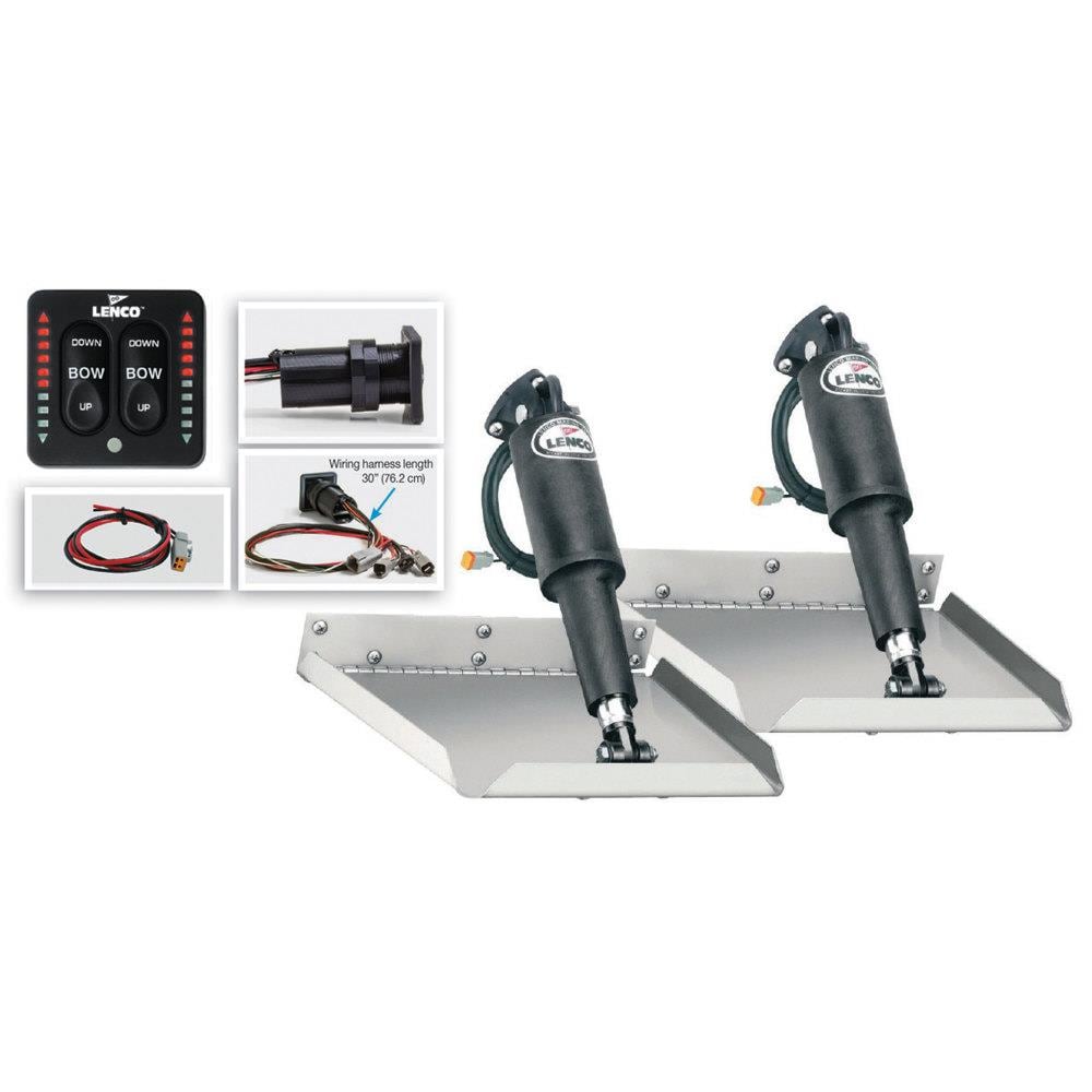 Lenco Marine 15110-103 Complete Electric Edge Mount Trim Tab Kit with Switch- 12-in x 12-in