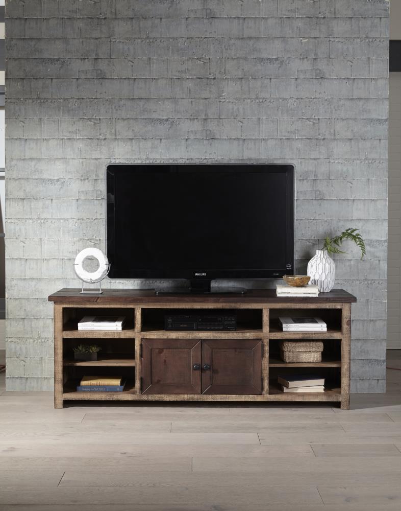 Progressive Furniture E633-70 Trilogy Transitional Light and Dark Pine TV Stand (Accommodates TVs up to 80-in)