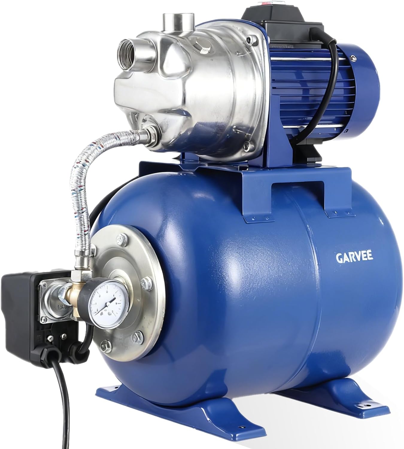 GAOMON 1.6 HP Shallow Well Jet Pump 1320 GPH 5 Gallon Pressure Tank 164 Ft Lift Auto Pressure Switch Blue