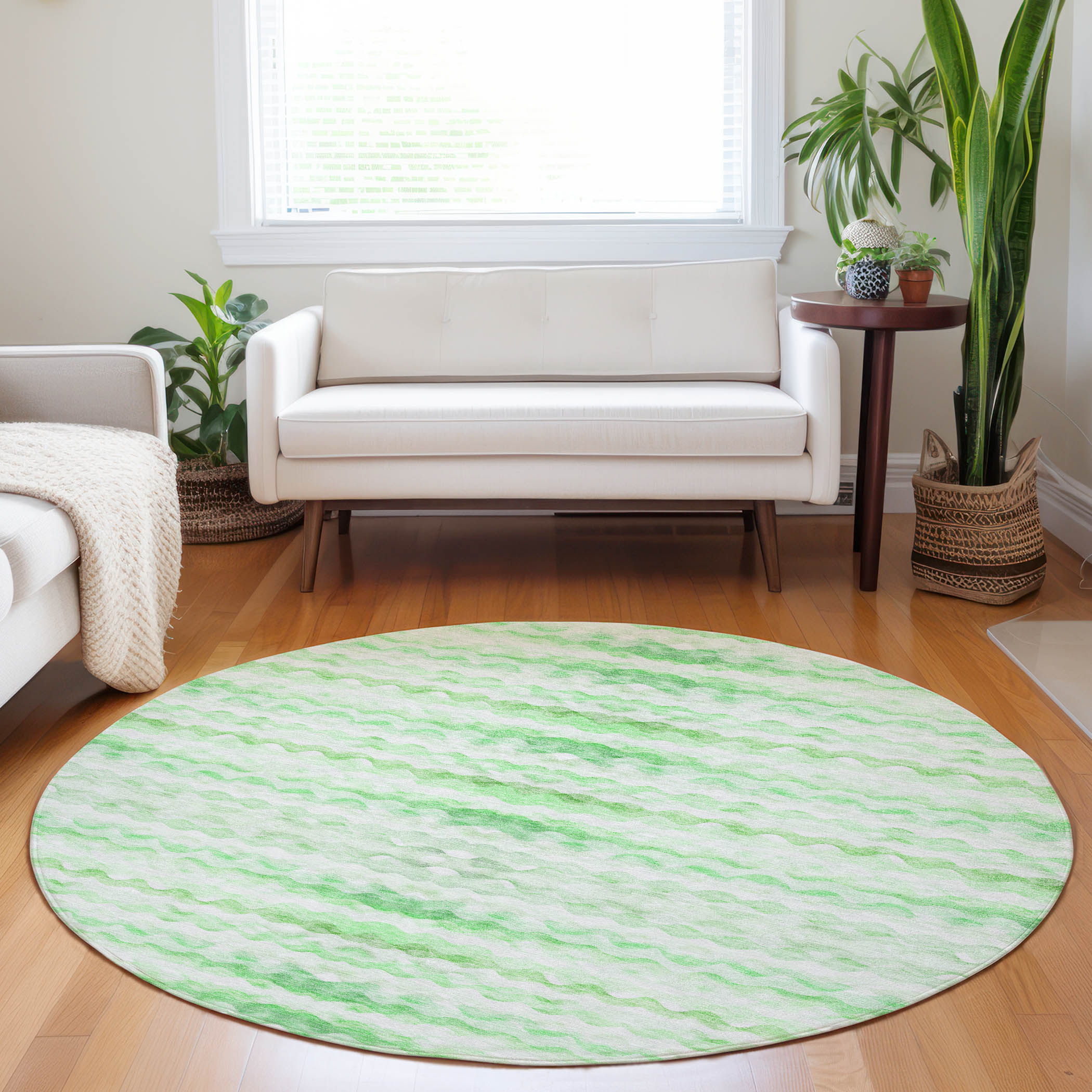 Addison Rugs AMF195GN8RO Mayfield AMF195GN 8 x 8 (ft) Loomed Polyester Green Round Indoor Geometric Machine washable Area rug
