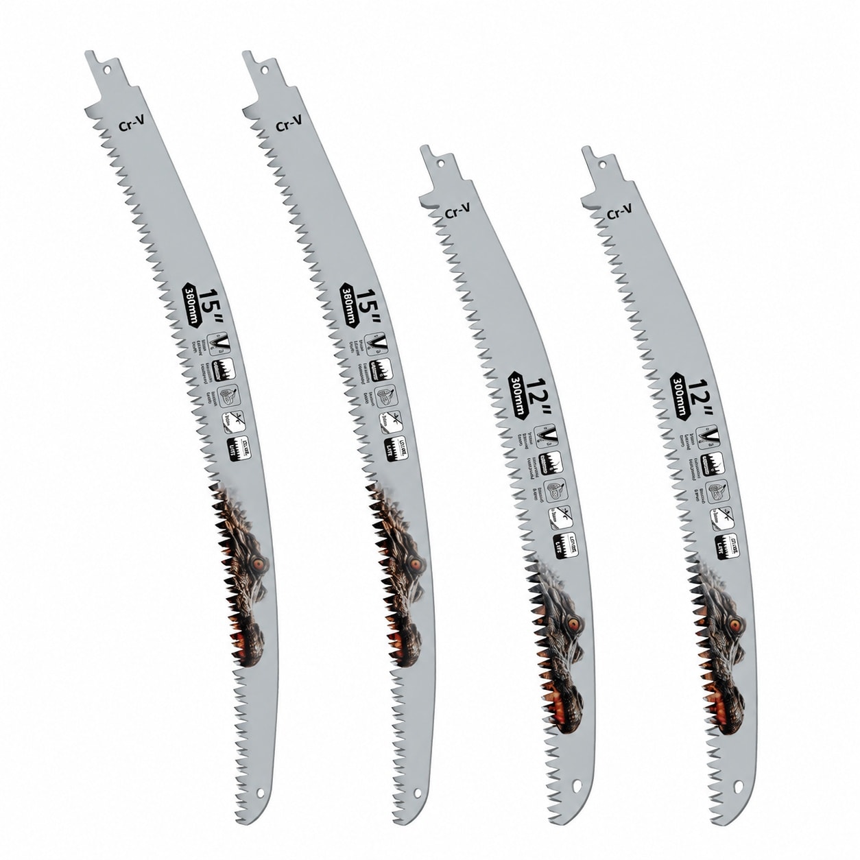 GAOLLY KHKFY 4 Piece Japanese Teeth Reciprocating Saw Blades Set CrV Steel 6TPI Hardened Teeth Arc Edge Medium Cut for Wood PVC Tree Trimming Universal