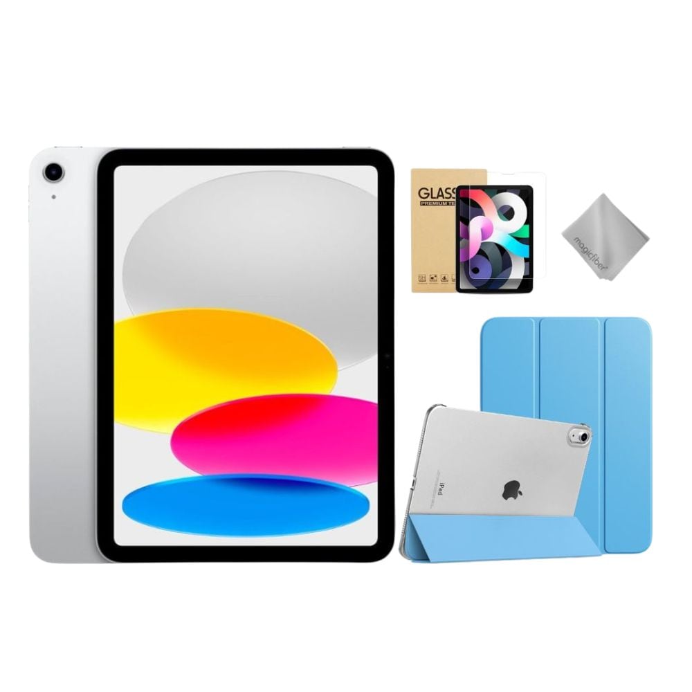 Apple  - 11-inch iPad A16 chip with Wi-Fi - 128GB - Silver With Blue Case Bundle