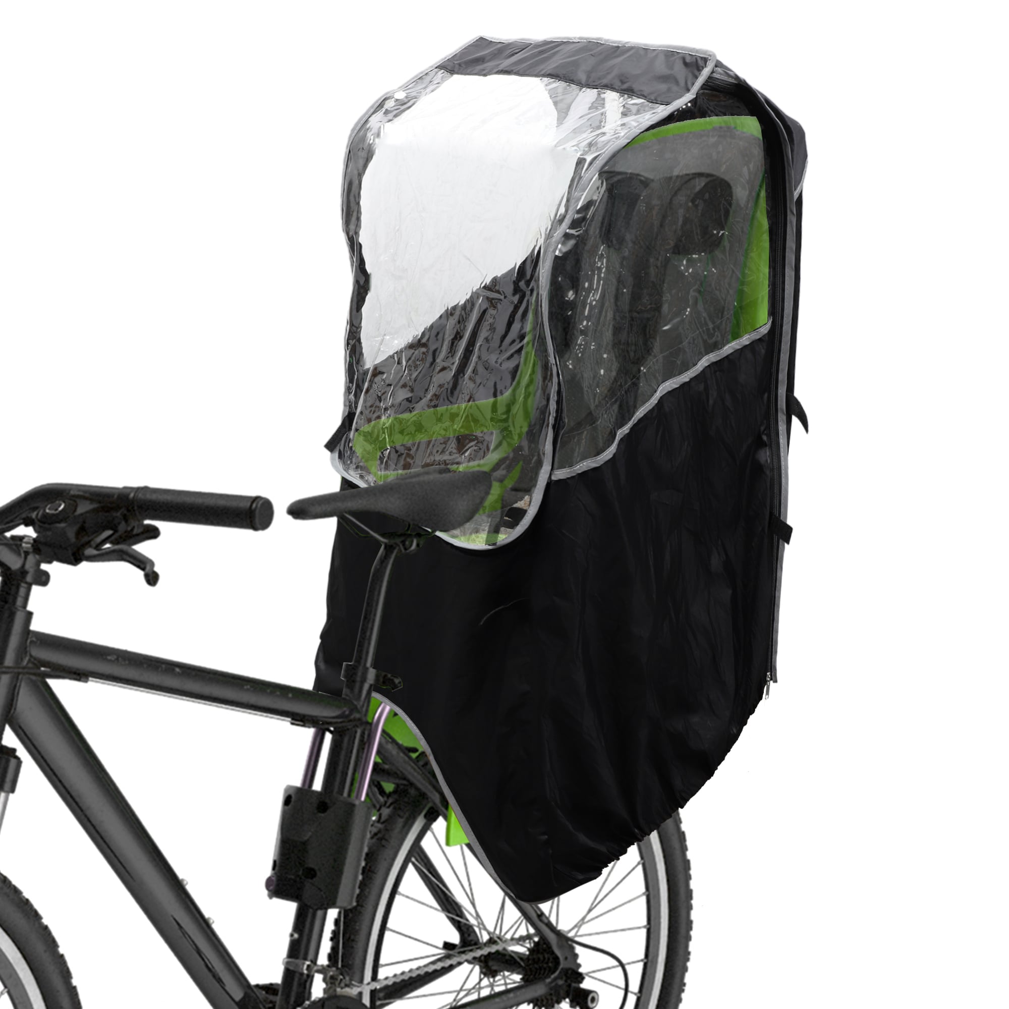 Unique Bargains 1pc Child Bike Seat Rain Cover Bicycle Waterproof Canopy Cover Windshield Cover for Rear Child Seat PVC Black Clear