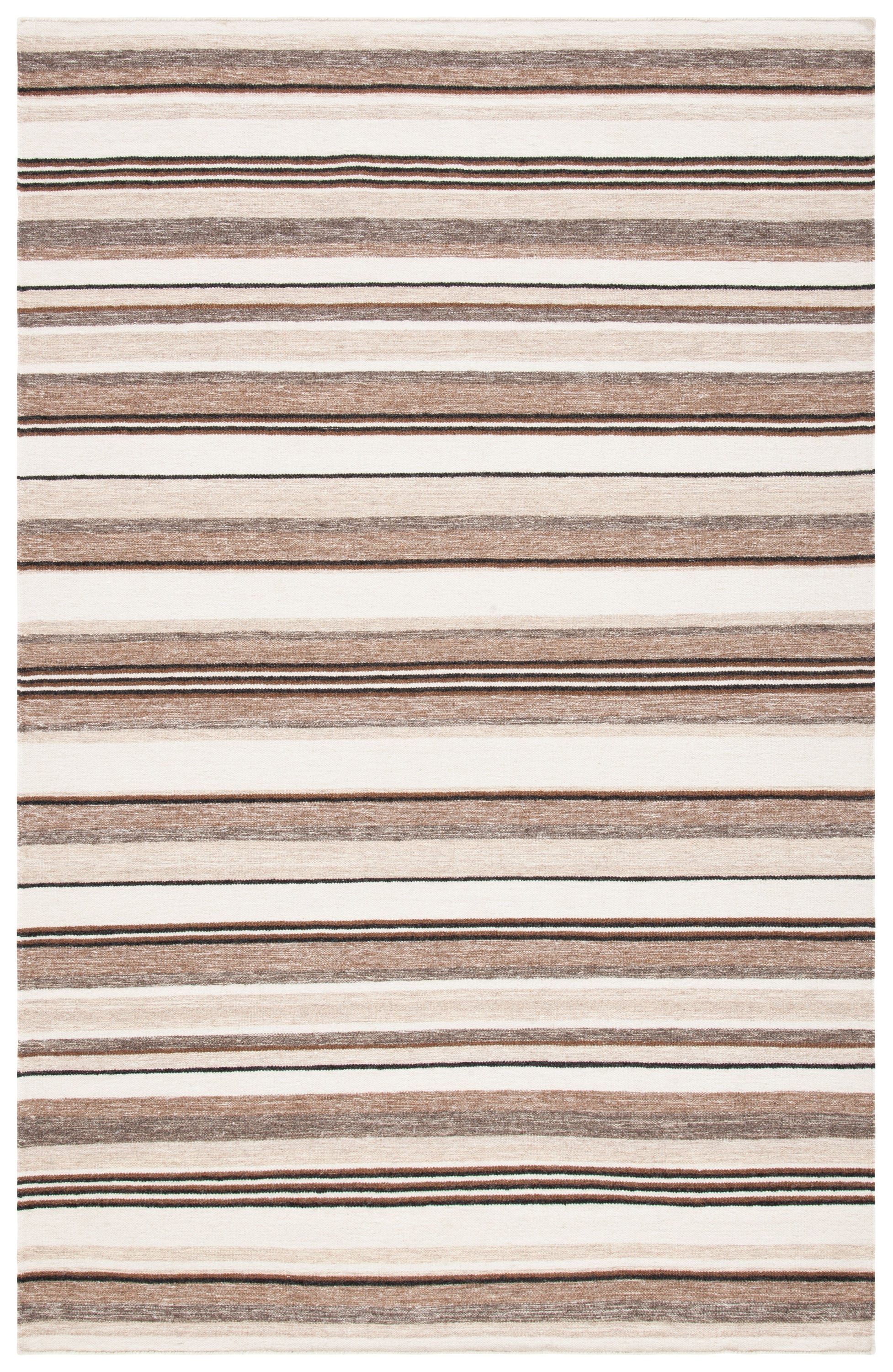 Safavieh STK601A-5 Striped Kilim Zahra 5 x 8 (ft) Loomed Wool Natural/Ivory Rectangular Indoor Stripe Farmhouse/Cottage Area rug
