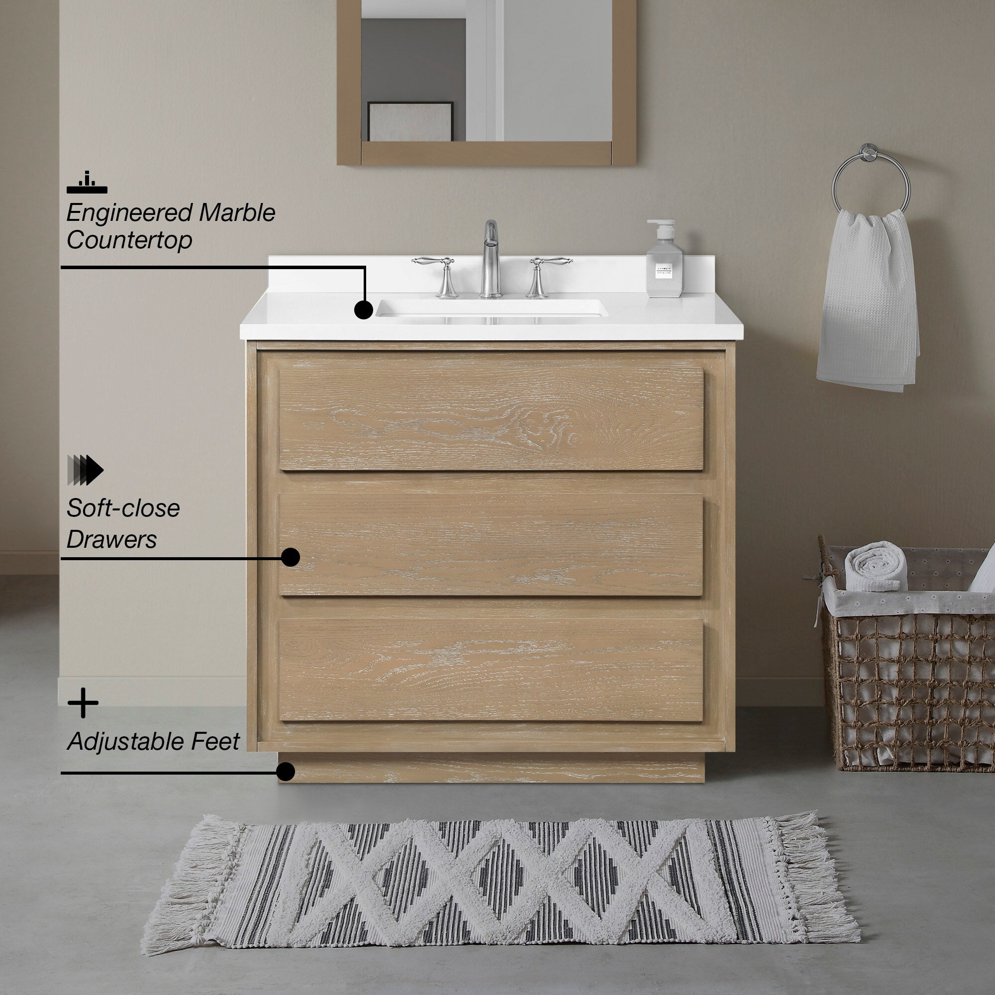 OVE Decors Roselle 36-in Almond Latte Undermount Single Sink