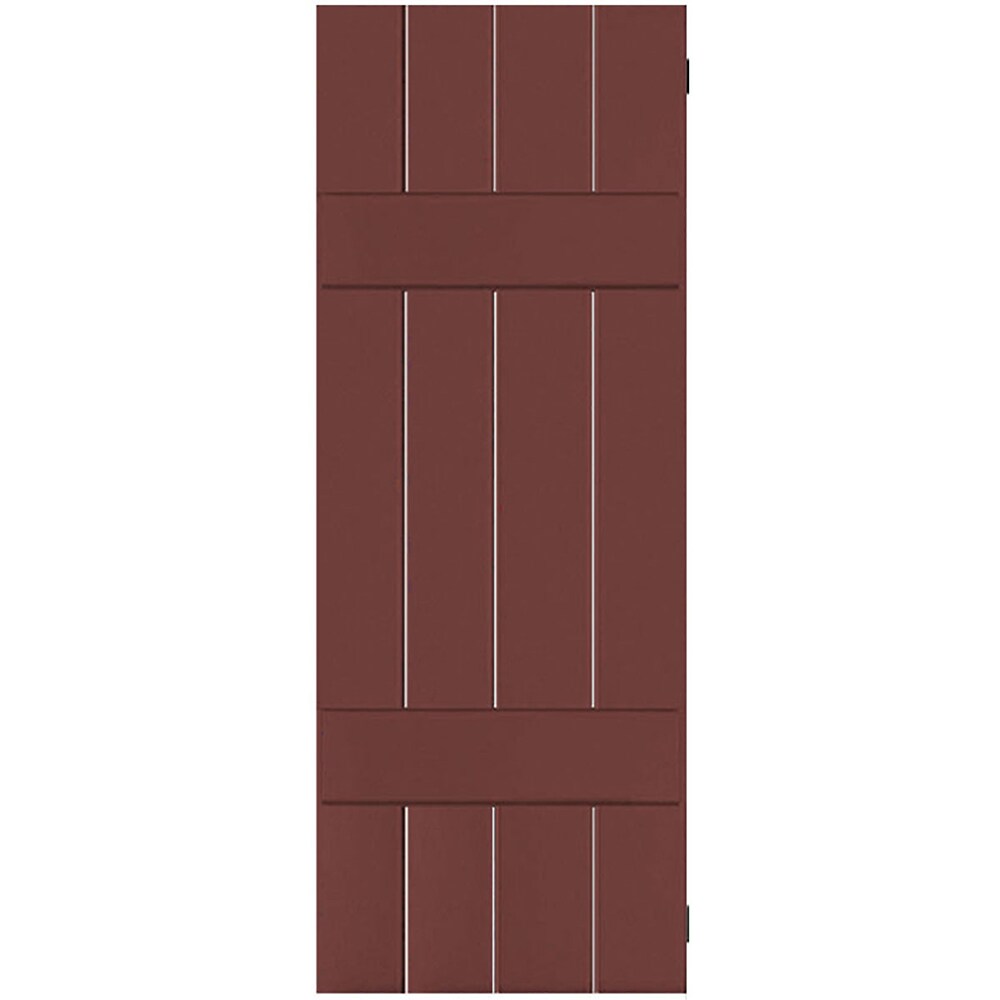 Ekena Millwork RWB15X065CRW 15-in W x 65-in H Cottage Red Paintable/Stainable Board and Batten Wood Exterior Shutters (2-Pack)