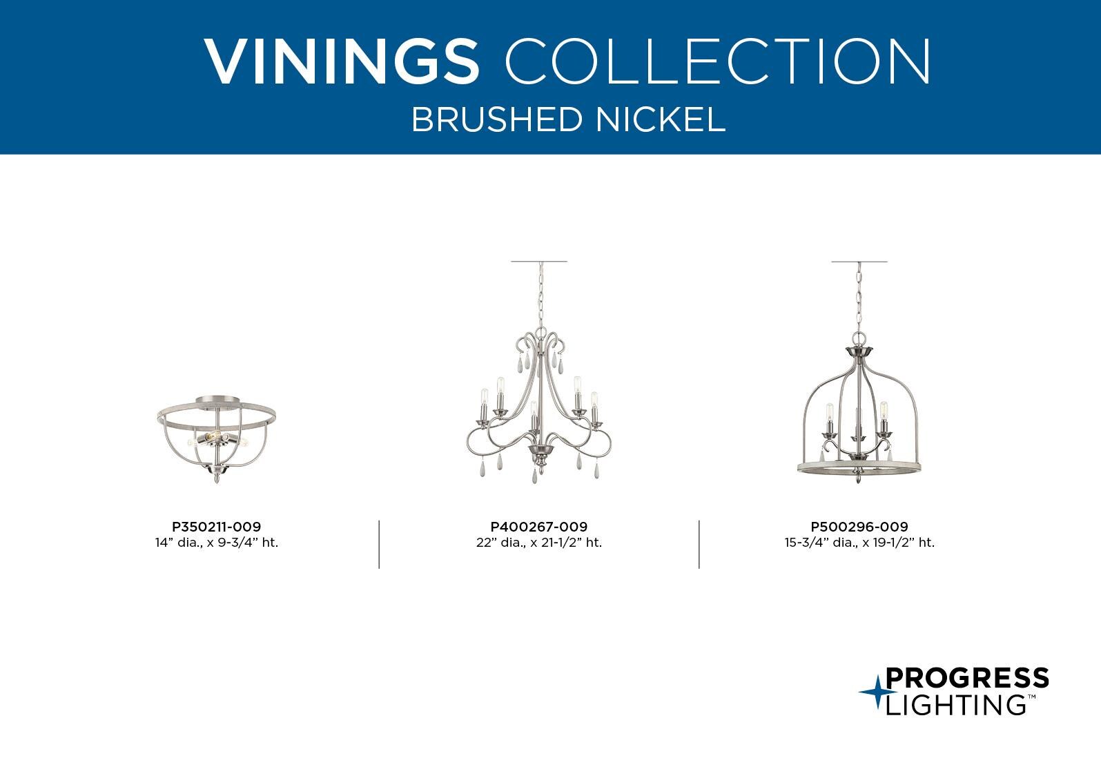 Vinings 3-Light Brushed Nickel Coastal Foyer Pendant Light