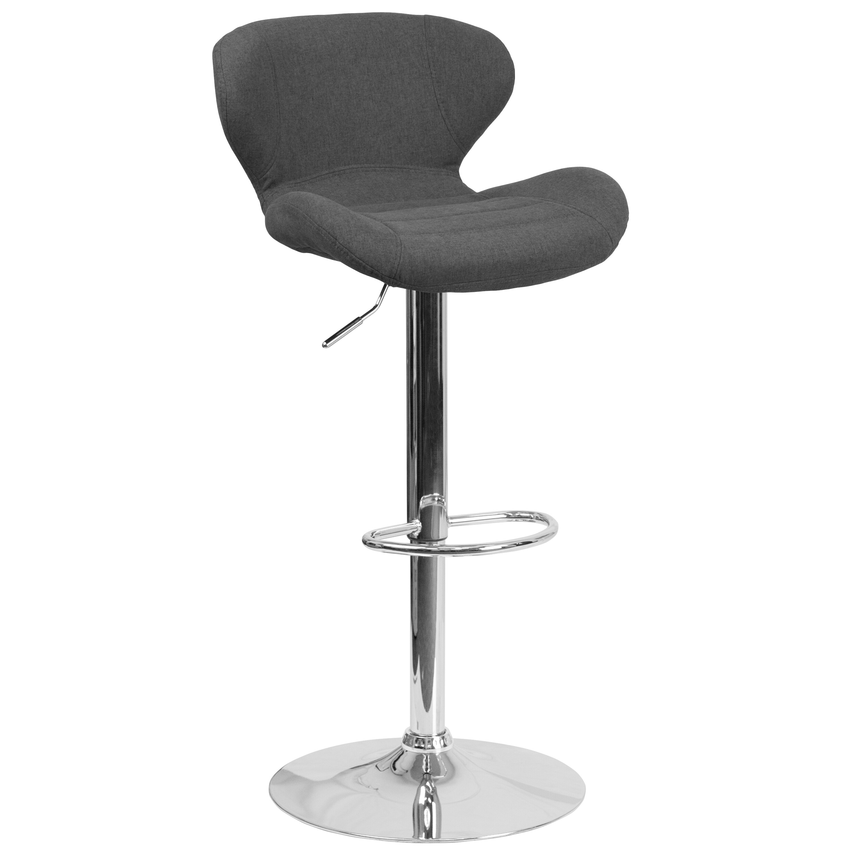 Flash Furniture 889142049043 Charcoal Fabric 24.5-in H Adjustable Counter height Upholstered Swivel Metal Bar Stool