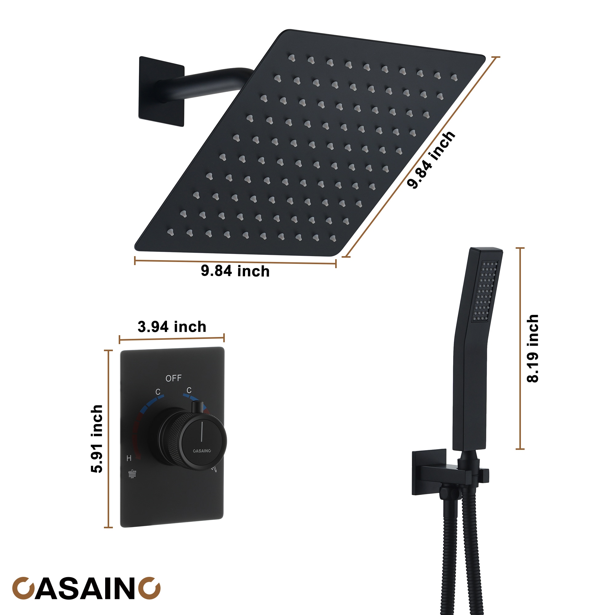 CASAINC KCHS0012-10MB Showerhead-Bar-Panels - View #5