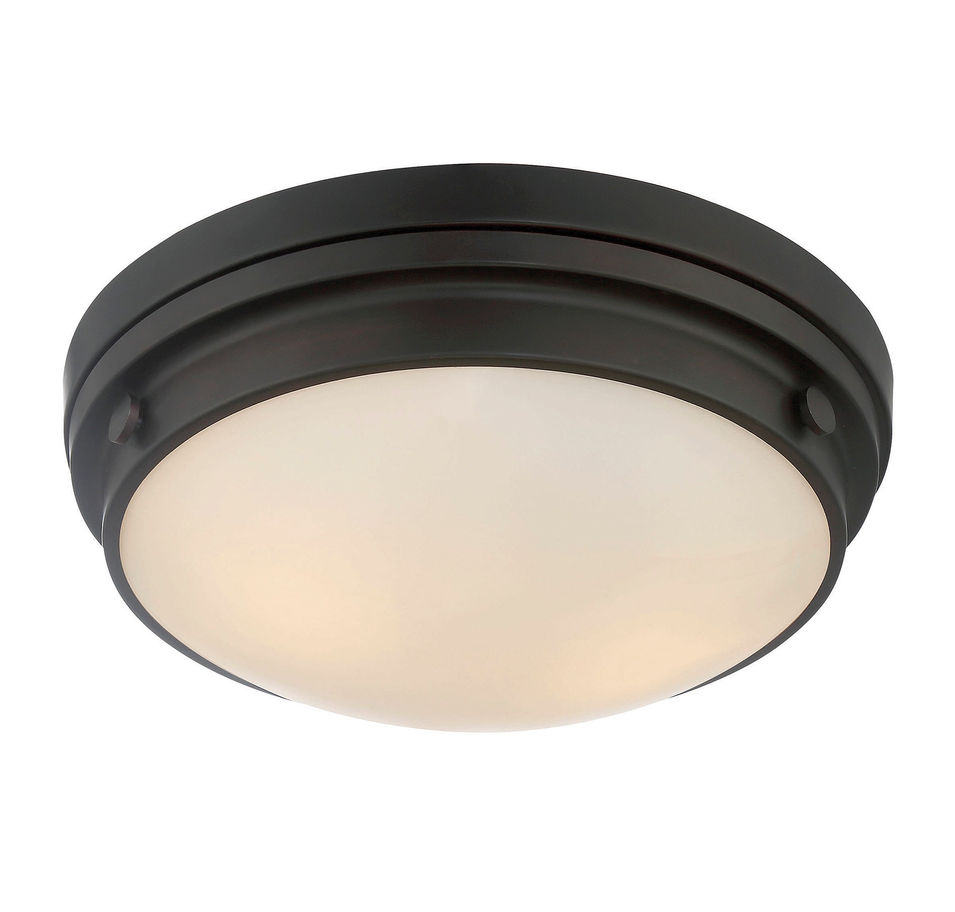 Transitional English Bronze 3-Light Ceiling Flush Mount with White Glass