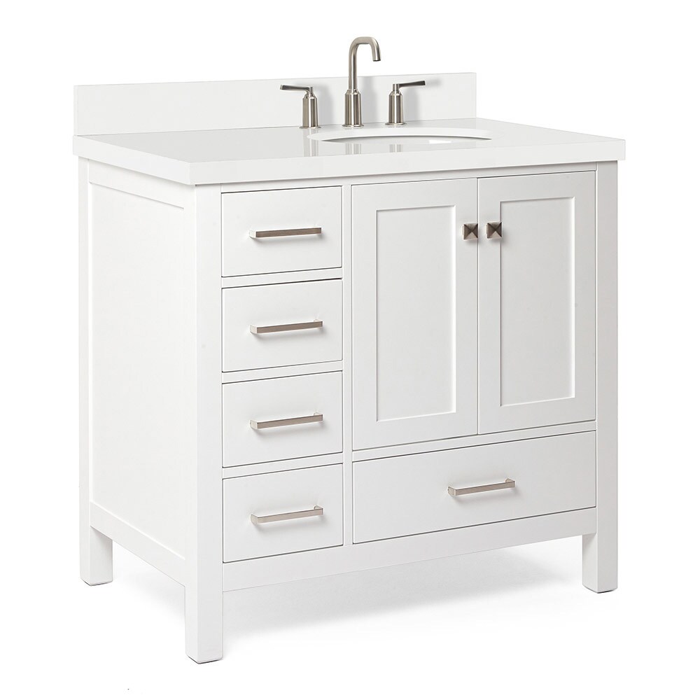 ARIEL Cambridge 37-in White Undermount Single Sink Bathroom Vanity with ...