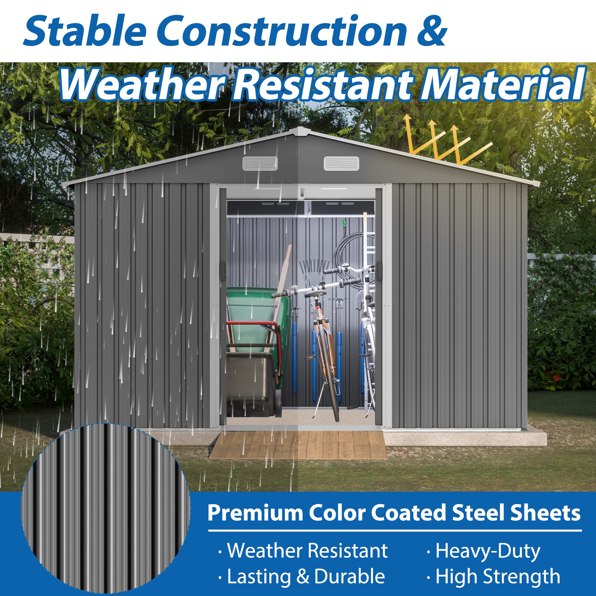 WELLFOR TWSG018-GR Metal-Storage-Buildings-Sheds - View #12