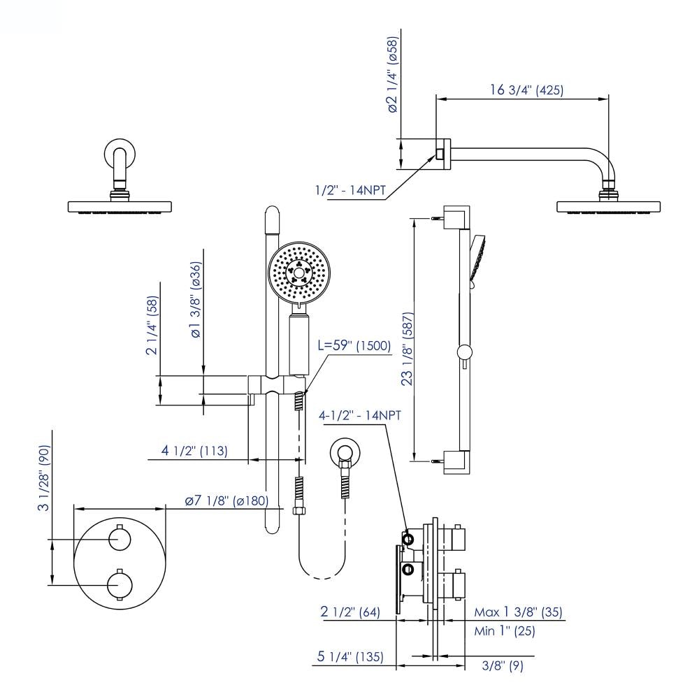 ALFI AB2545-PC Showerhead-Bar-Panels - View #4