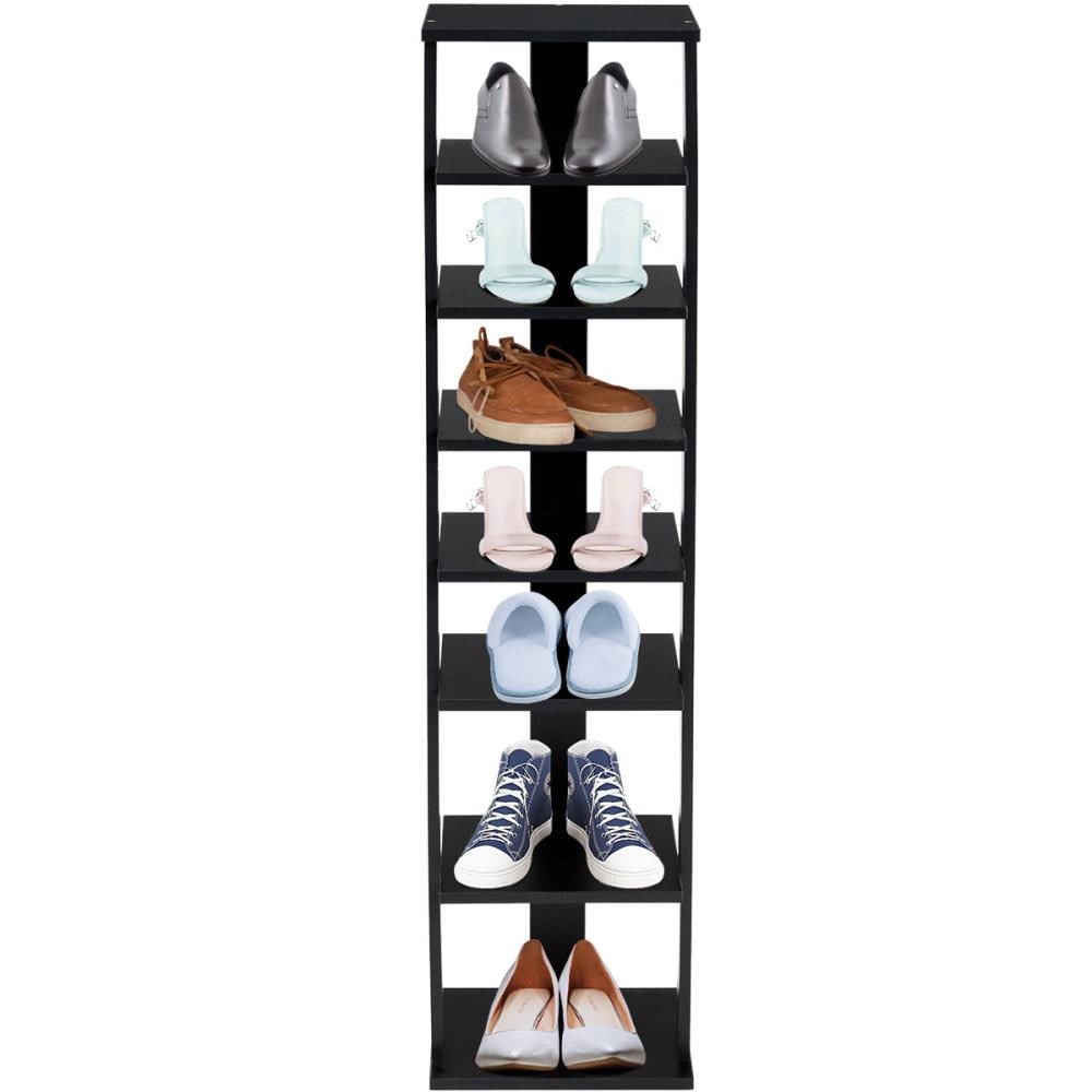 7-Tier Dual Shoe Rack Free Standing Shelves Storage Shelves Concise-Black - 18 x 10.5 x 43.5