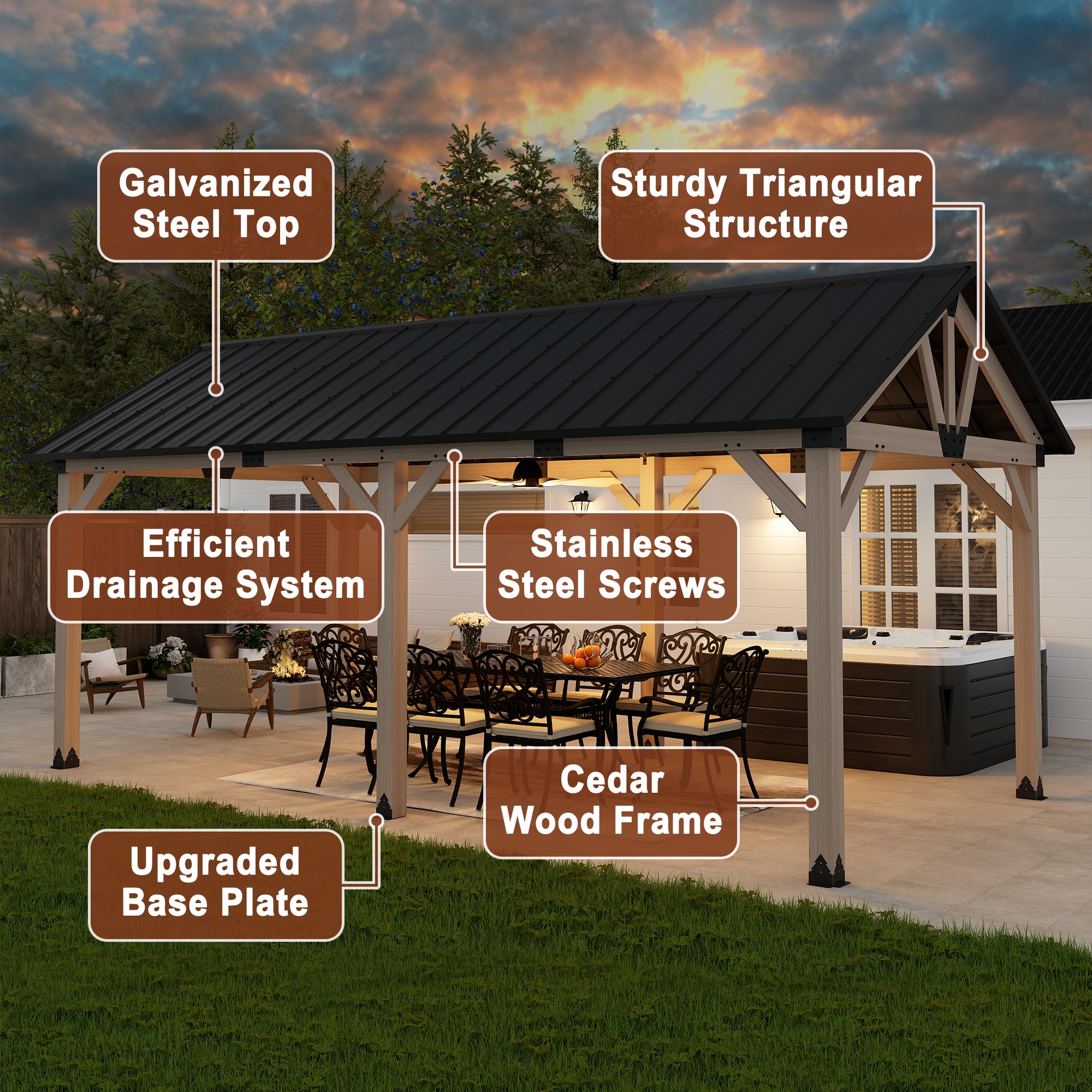Mondawe OD06KTRZ1220SB Wood-Resin-Gazebos - View #4