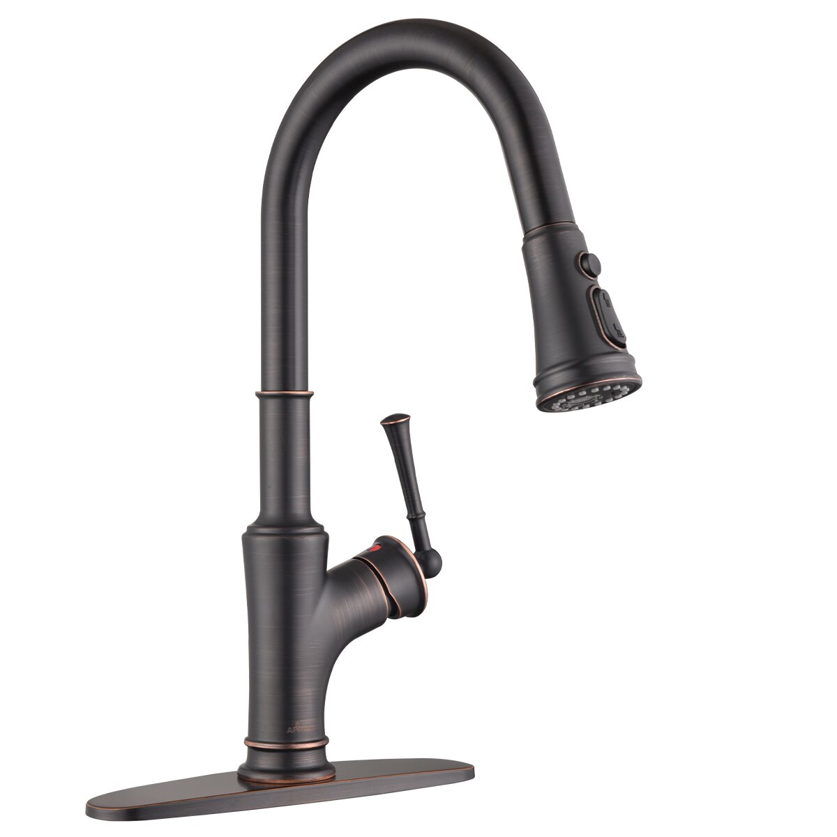 APPASO APS1513-ORB Oil Rubbed Bronze Single Handle Deck-mount Kitchen Faucet with Sprayer ( Deck Plate Included )