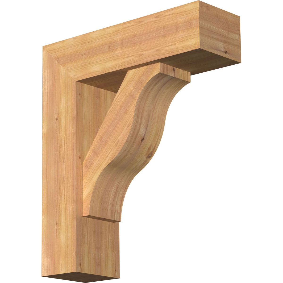 Ekena Millwork 1462375 Funston Block Smooth Bracket with Offset Brace 7-1/2-in x 24-in x 28-in Western red cedar Brown Wood Standard bracket