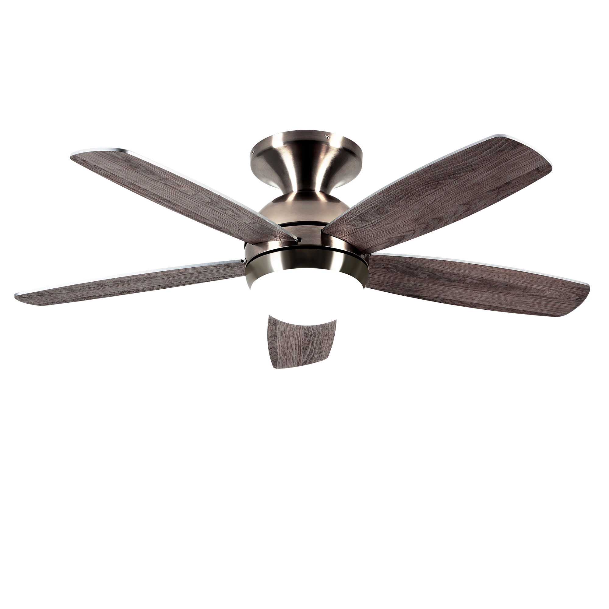 YUHAO Dreams 52-in Nickel LED Flush Mount Ceiling Fan With Light and Remote Control Included