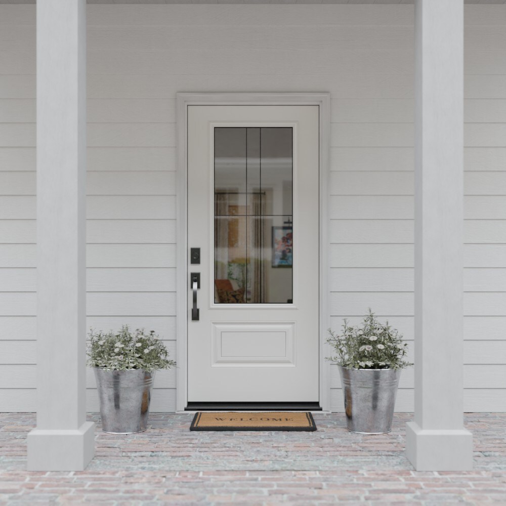Masonite M-Protect Lyra Glass 36-in x 96-in x Fiberglass Right-hand ...