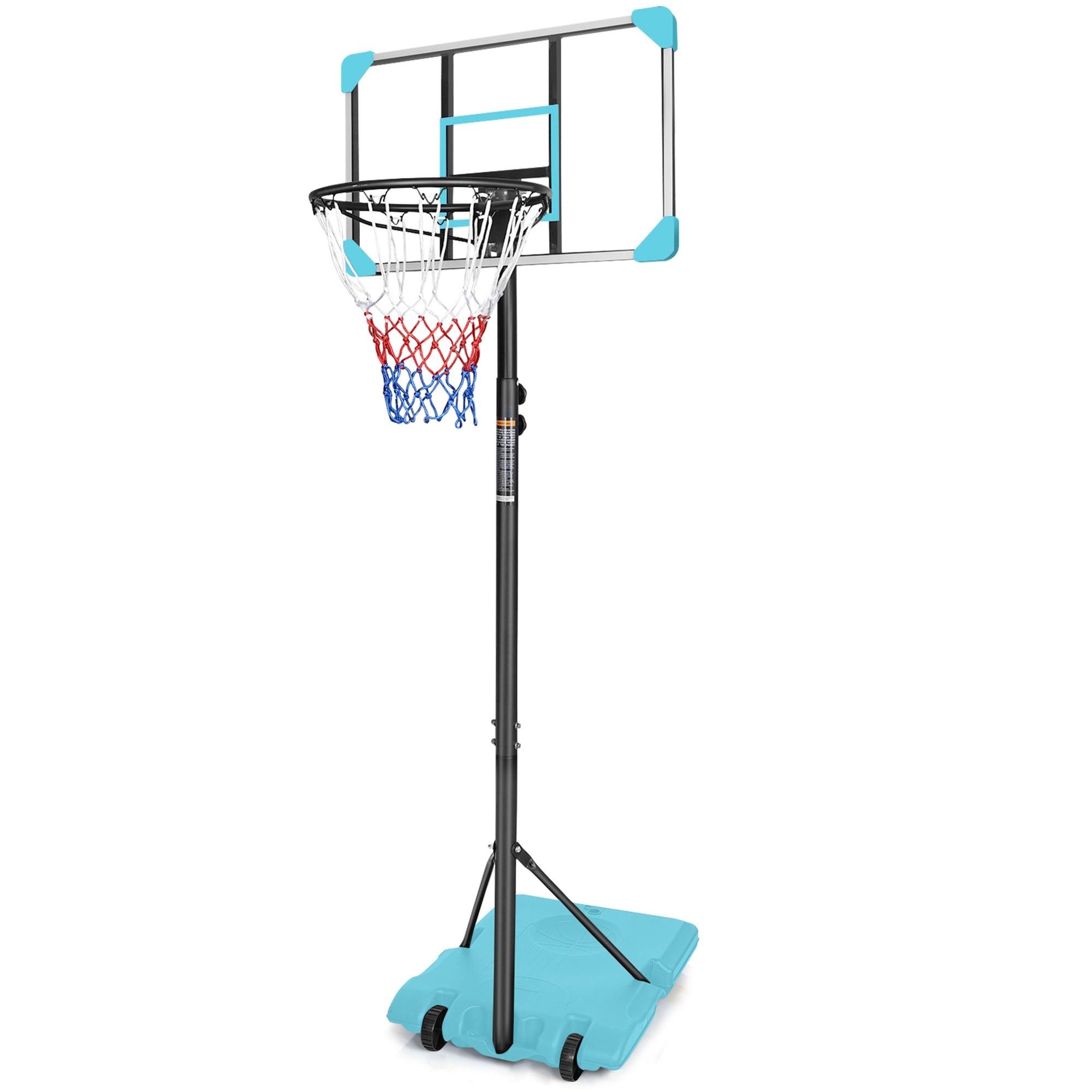 Vorene Portable Adjustable Basketball Hoop Goal System 28 Inch Backboard 5.6 to 7 ft Height Stable Fillable Base with Rolling Wheels Indoor Outdoor Teen Youth Use