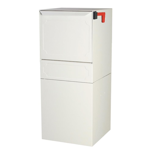 dVault Post Mount White Metal Large Lockable Mailbox in the Mailboxes ...