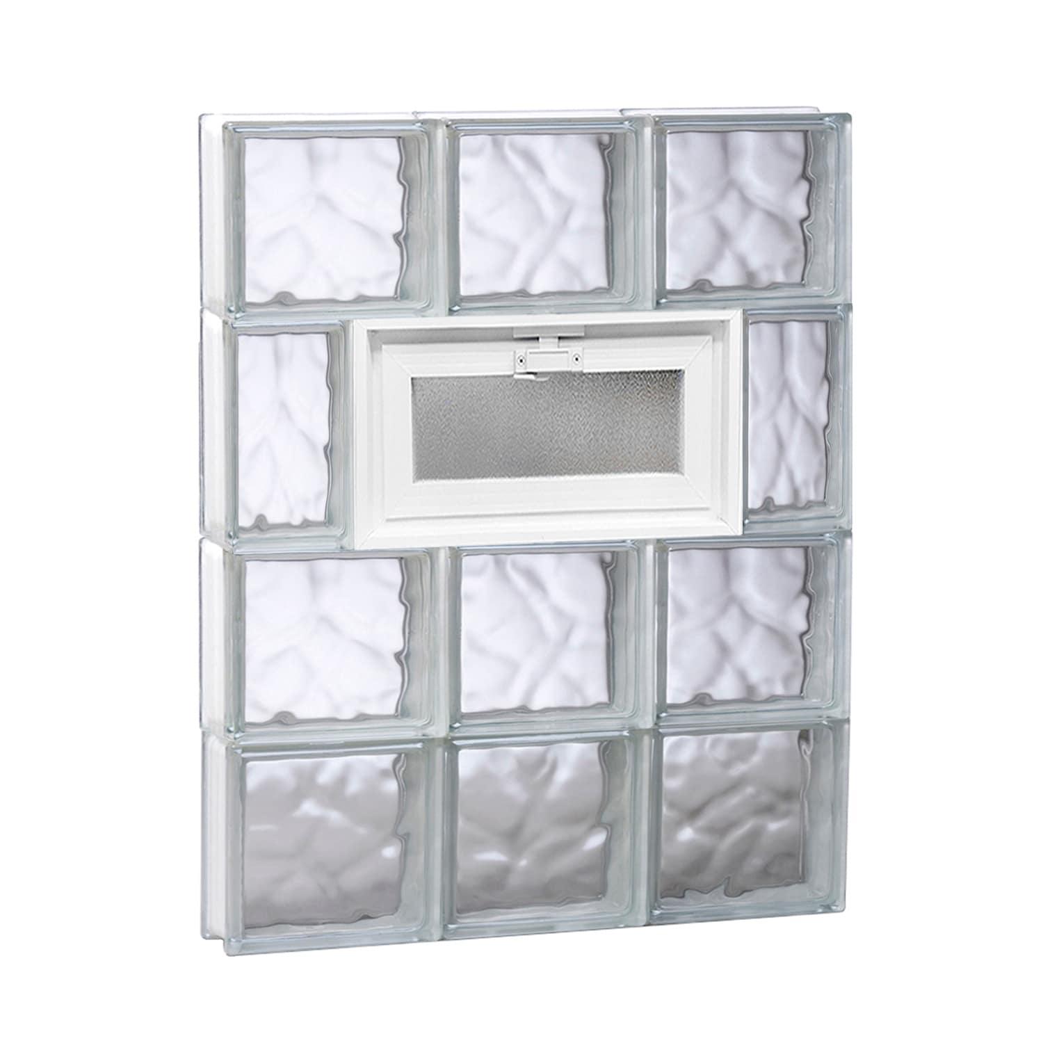 REDI2SET V1826DC Wavy Glass 17-1/4-in x 25-in Frameless Replacement Vented Glass Block Window