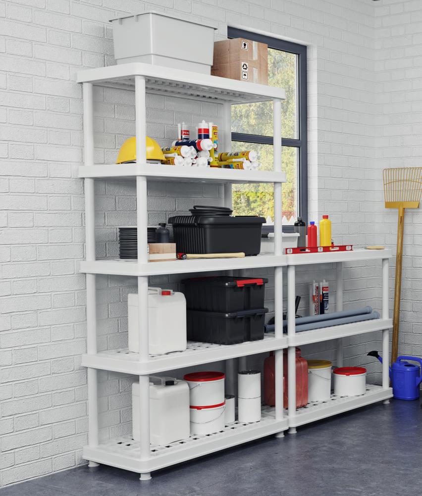 meistar Premium Heavy Duty Plastic Garage Shelving - 5 Tier Storage Shelves  for Pantry, Garage, and Utility Storage (1, 5 Shelves)