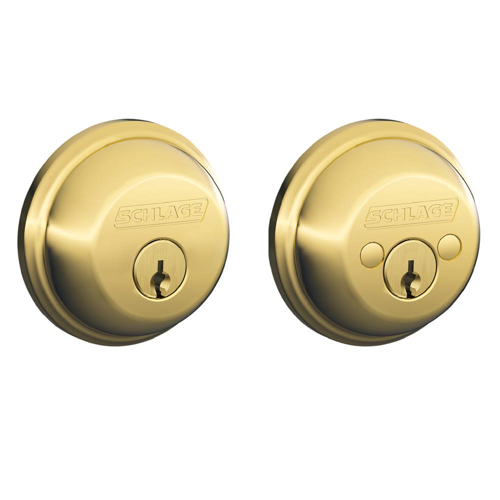 Schlage B Bright Brass Double Cylinder Deadbolt In The Deadbolts ...