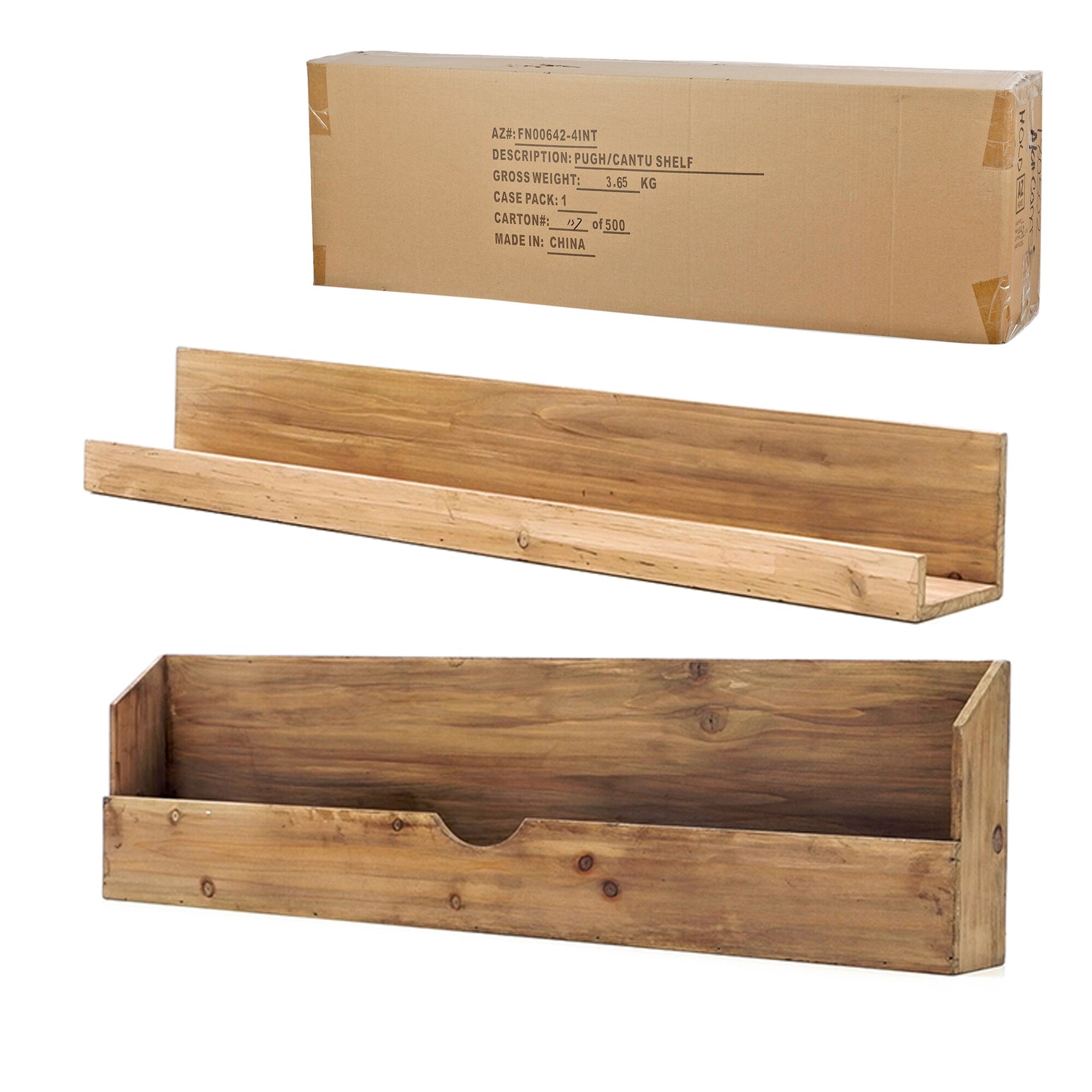 Kiera Grace FN00642-4INT 36-in L x 5-in D x 2.75-in H Walnut MDF Rectangular Floating shelf 2 Decorative Shelves