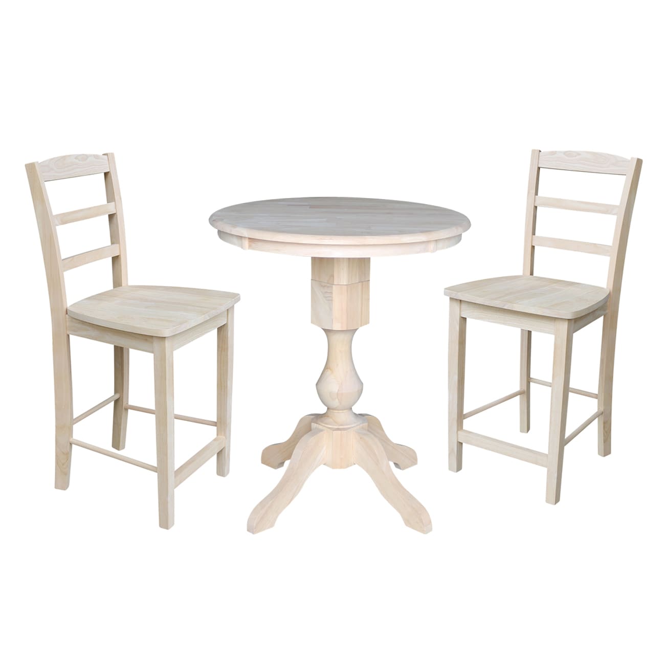 International Concepts K-30RT-11P-S402-2 Unfinished Casual Dining Room Set with Round Table ( Seats 2 )