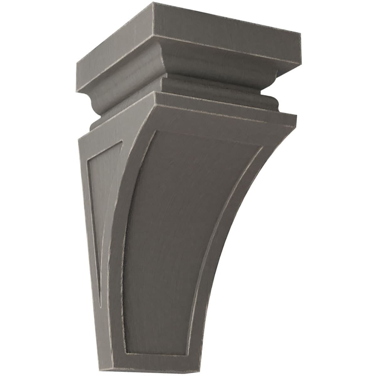 Ekena Millwork CORWD06X06X12NEGY 6-in x 6.75-in x 12-in Vintage Decor Finished Rubberwood Gray Wood Paintable/Stainable Corbel