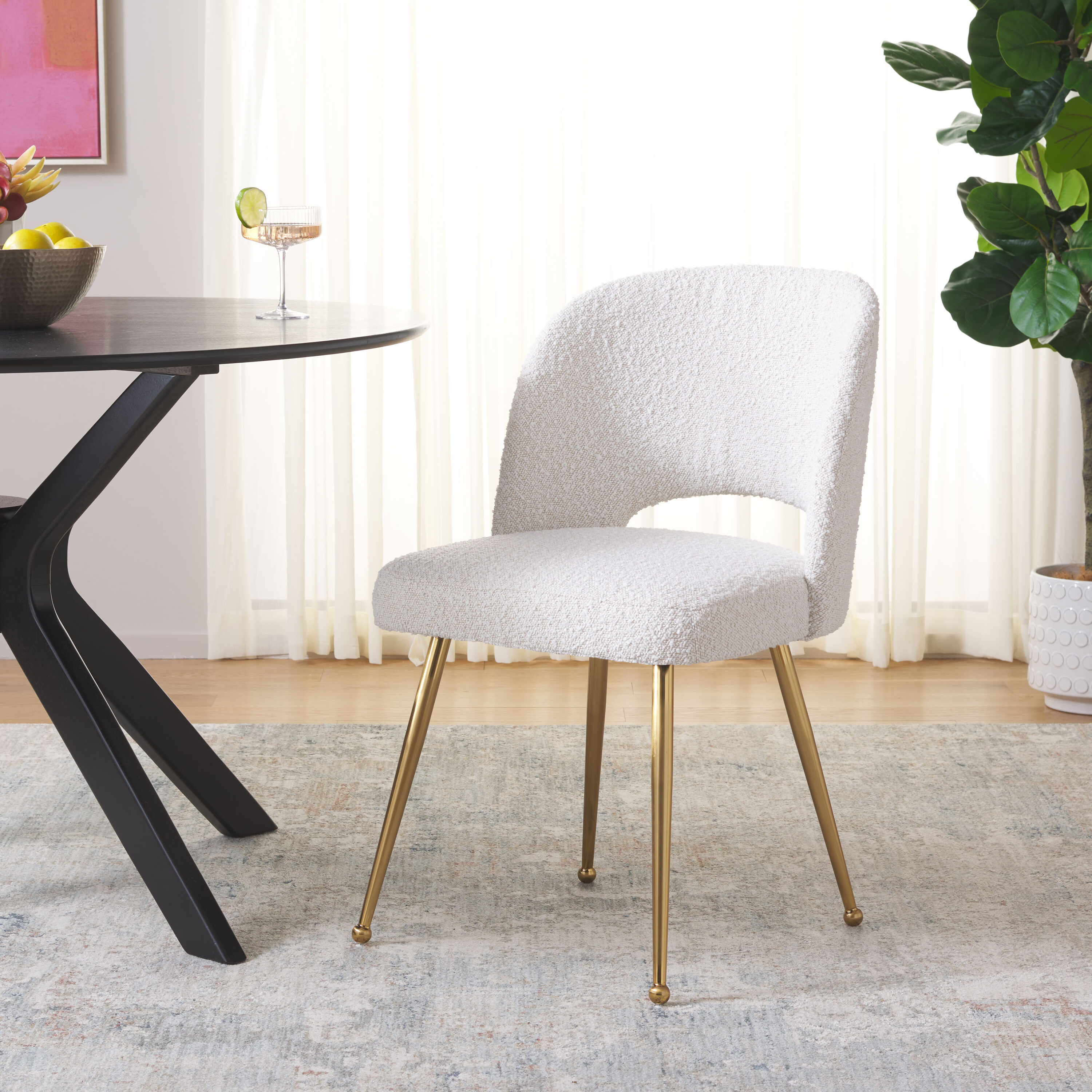 Safavieh DCH1104B Aspyn Contemporary/Modern Boucle Upholstered Dining Side Chair (Metal Frame)