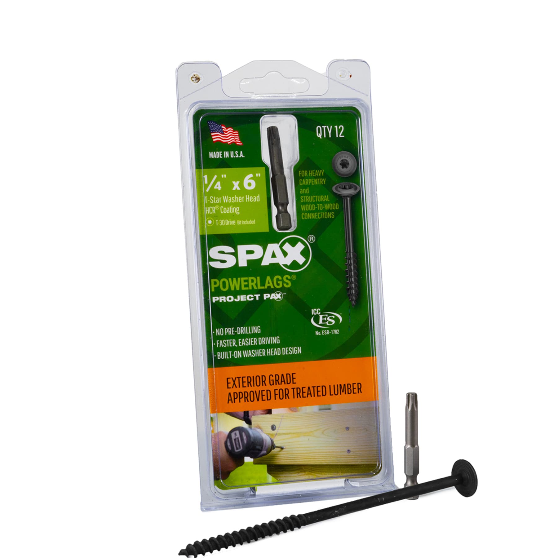 SPAX 1/4-in x 6-in Black Coated Washer-Head Exterior Structural 