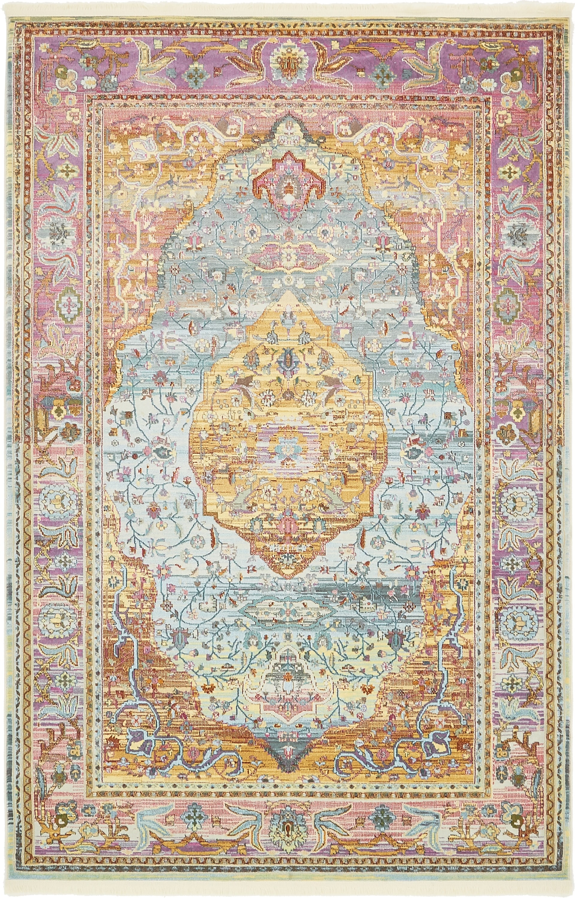 Unique Loom 3139556 Miramar Baracoa 5 x 8 (ft) Loomed Polypropylene Multi/Blue Rectangular Indoor Medallion Area rug