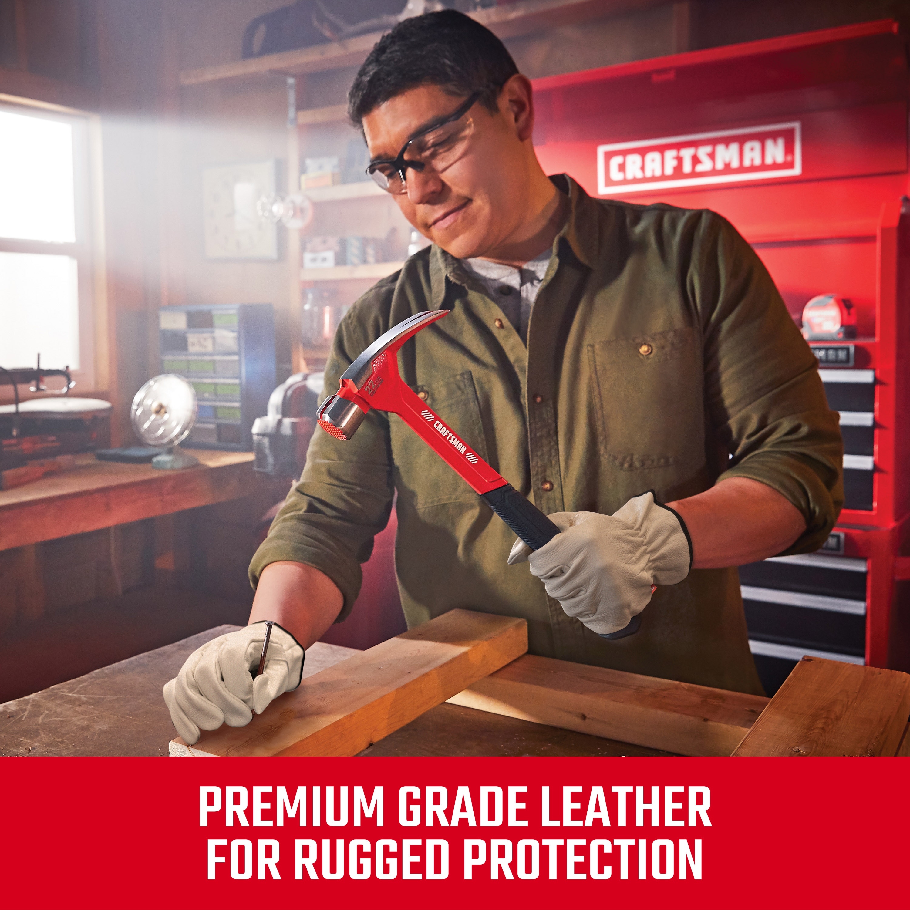 Radians Craftsman Performance Hybrid Leather Work Glove XL, Red  (CMXPGRA216XL)