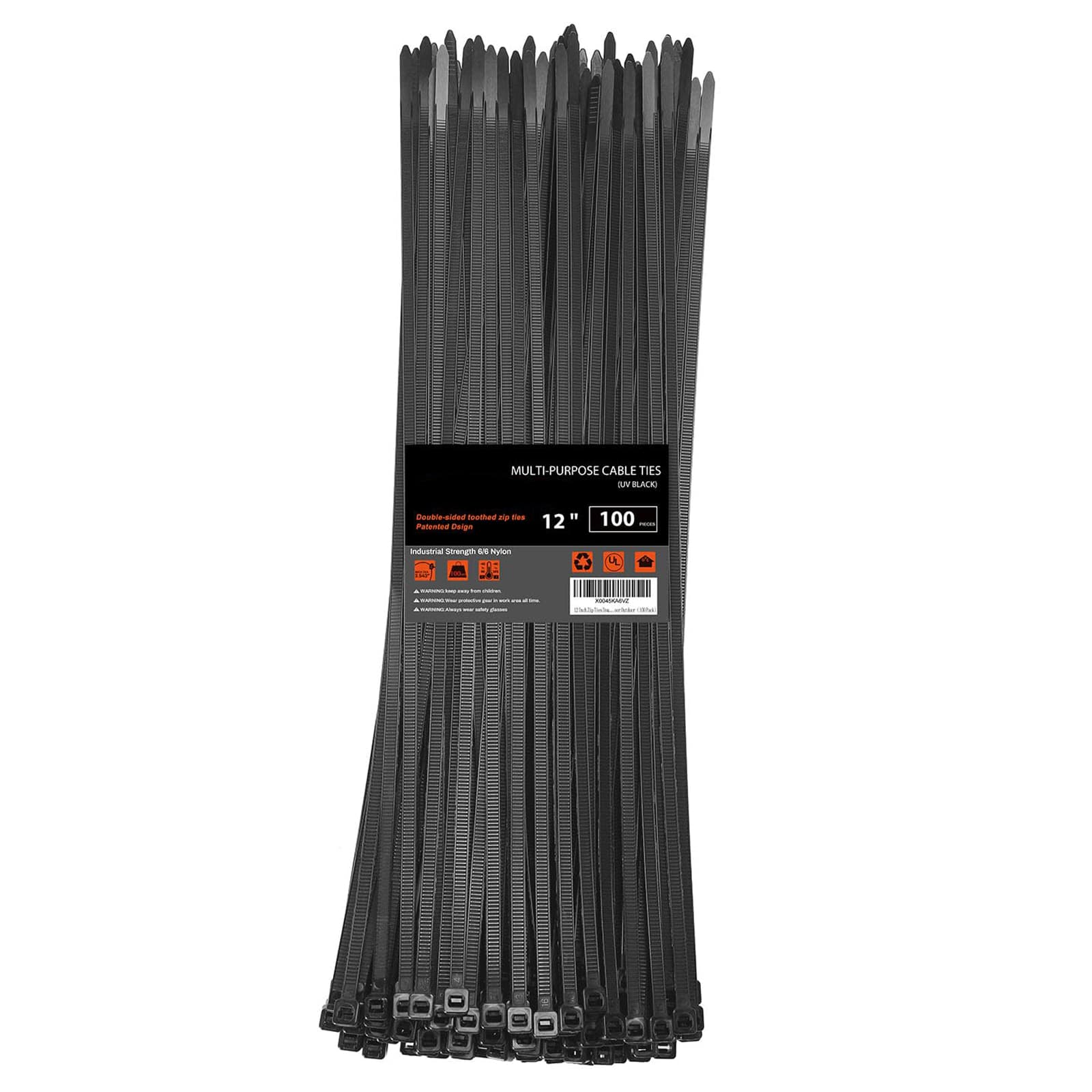 Etokfoks 12 Inch Heavy Duty Cable Ties 100 LBS Tensile Strength Self Locking Adjustable Nylon Wire Ties for Indoor Outdoor Use 100 Pack #EFT1013F328