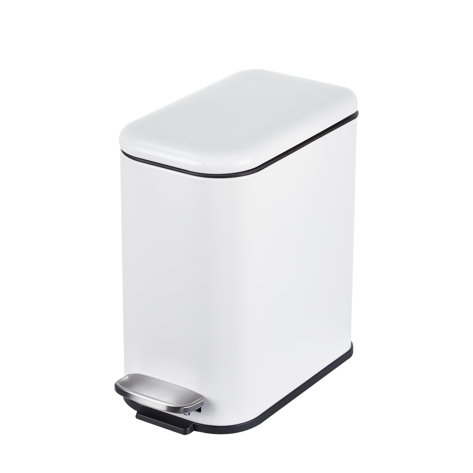 DEXSO 13 Gal Step Trash Can Slim White Soft Close