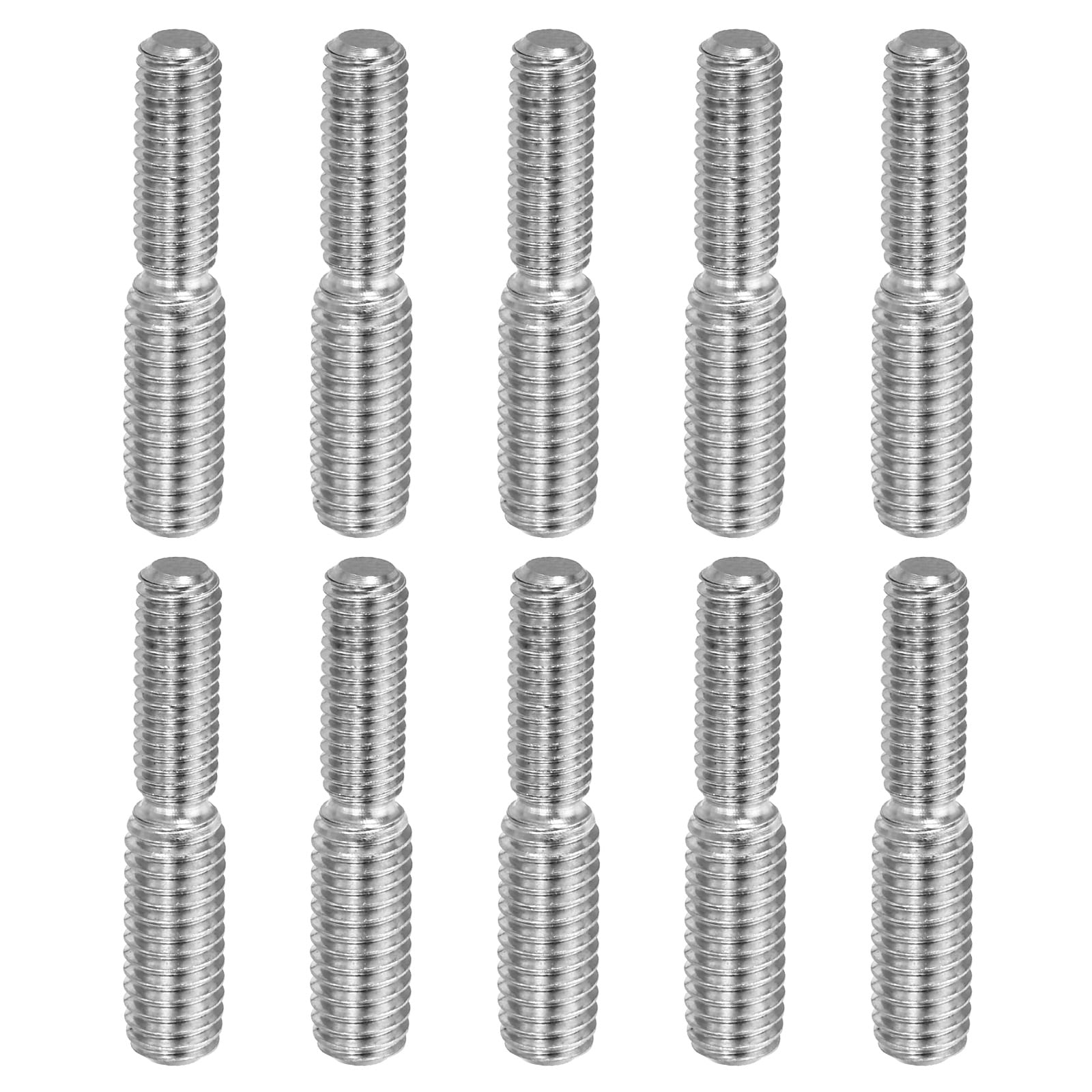 PATIKIL M5x15mm to M6x15mm Double End Threaded Stud Screw Bolt 10pcs 304 Stainless Steel Rod Bolts Thread Reducer Adapter for Furniture Fastener Hardware Connectors